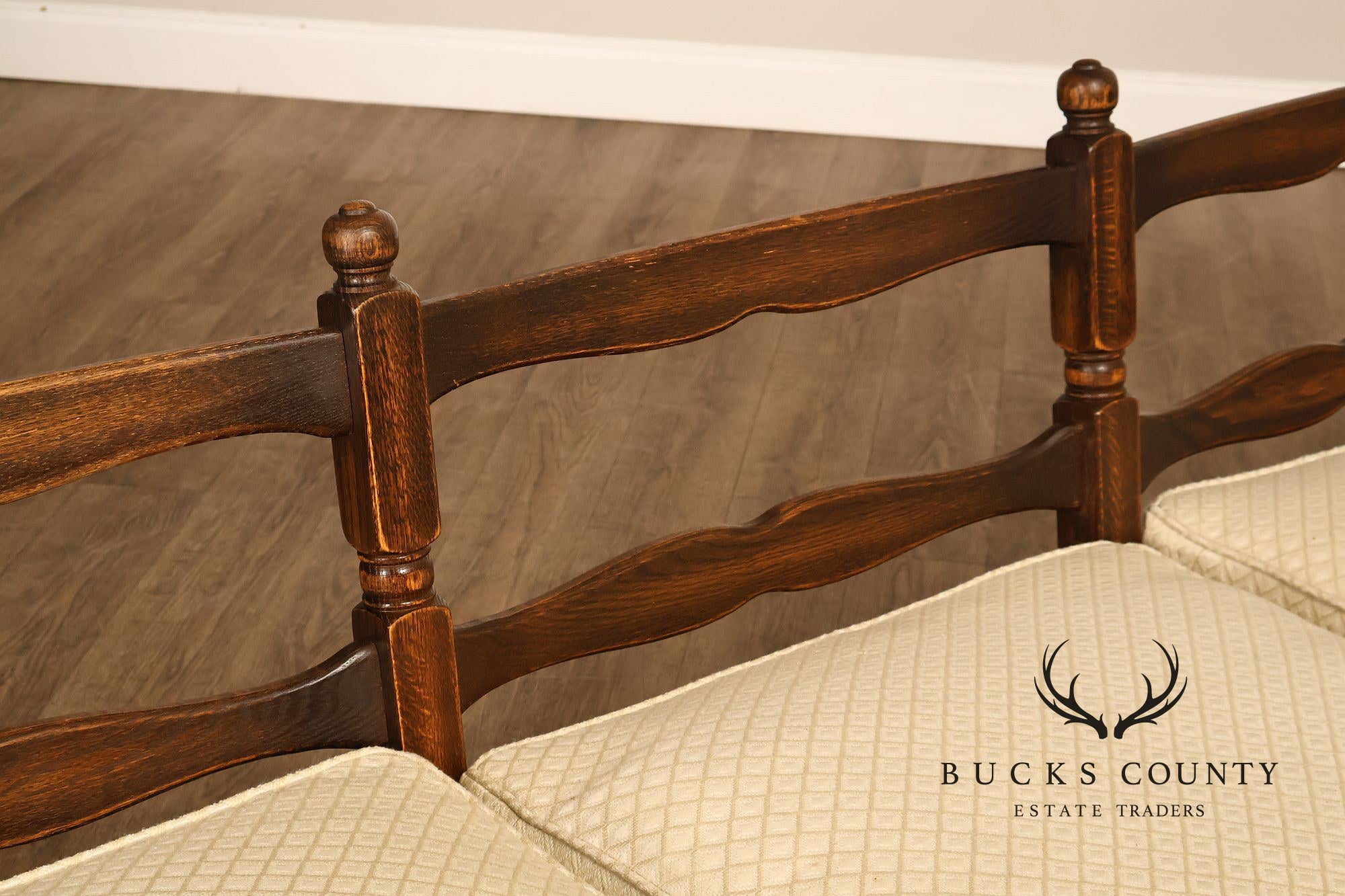 French Country Style Carved Oak Frame Three Seat Sofa