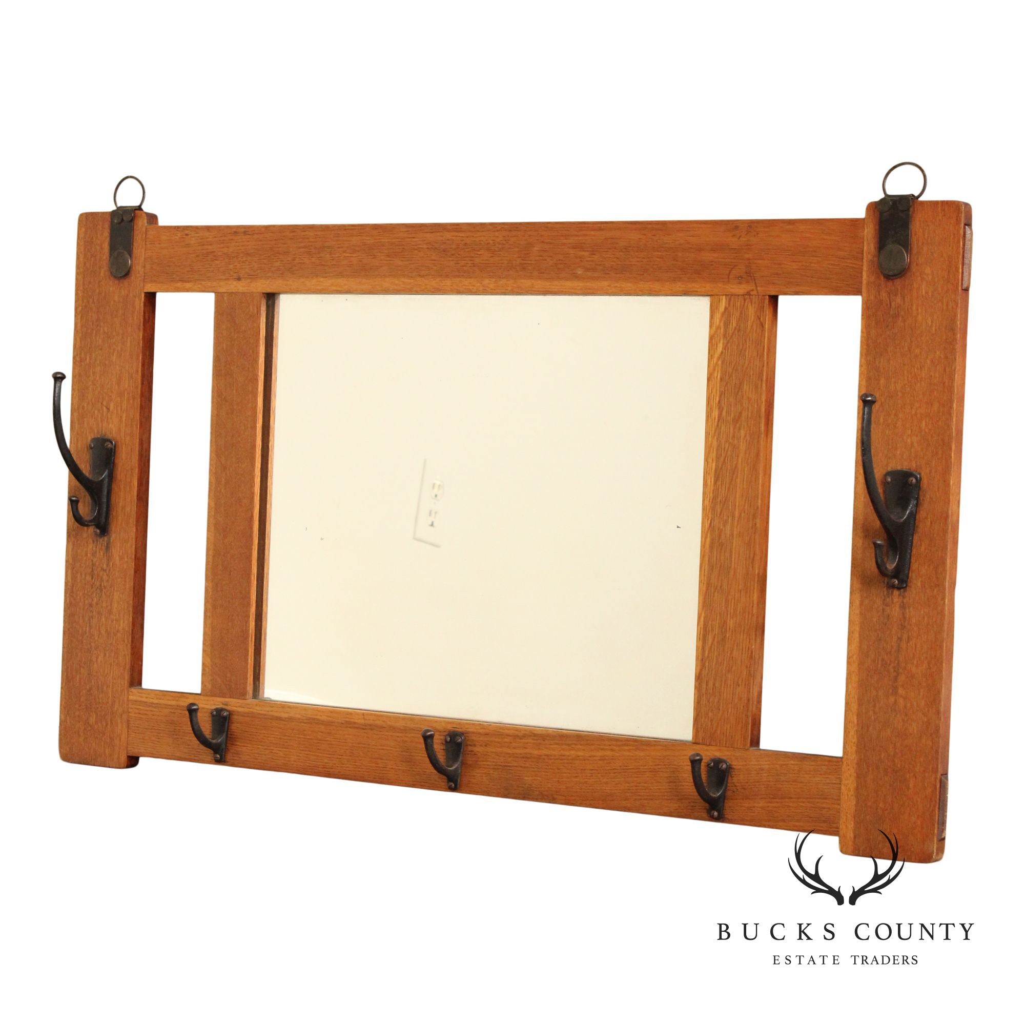 Stickley Brothers Antique Mission Oak Frame Hall Mirror