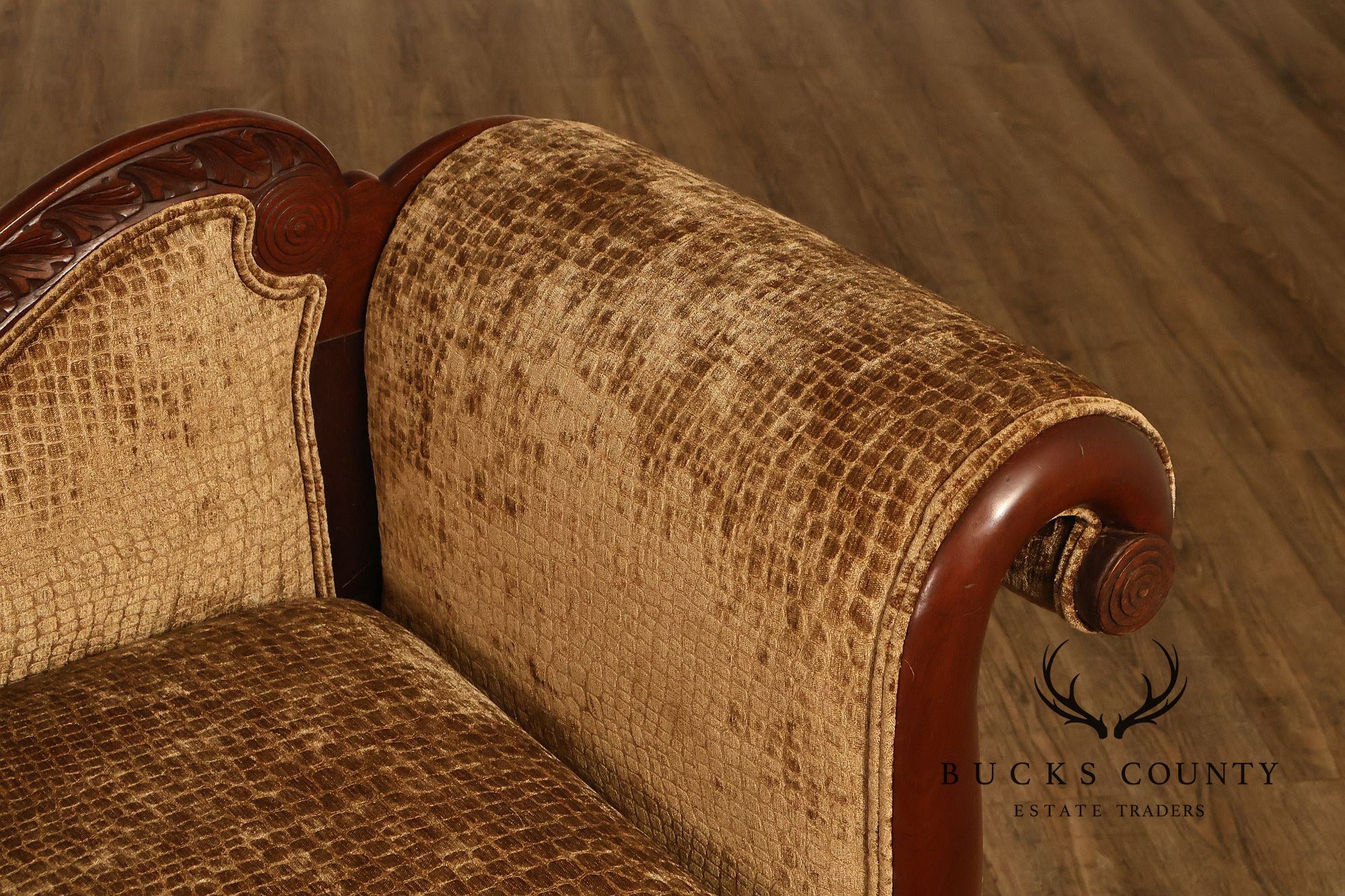 Antique American Classical Empire Style Mahogany Upholstered Sofa