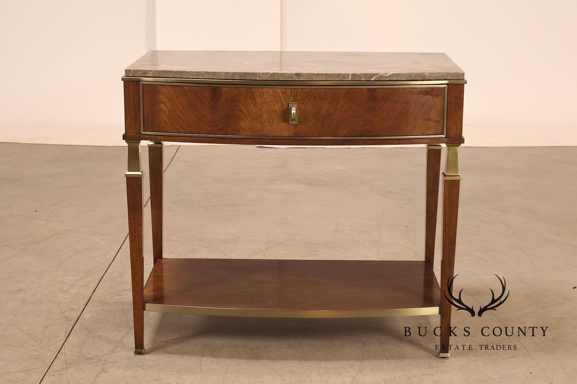 Johnathan Charles 'Barcelona' Marble Top Walnut Nightstand