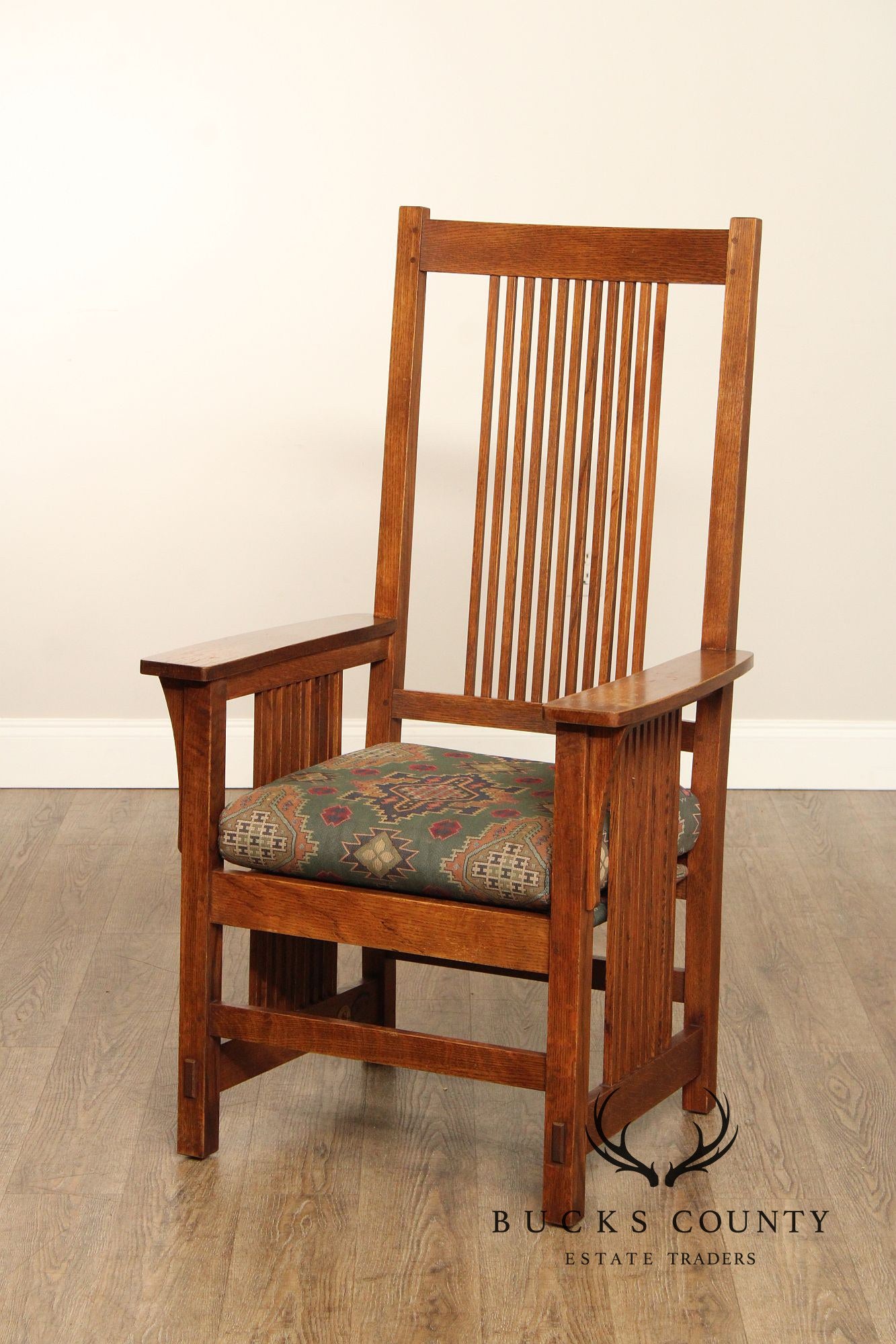 Stickley Mission Collection Pair of Oak Spindle Armchairs