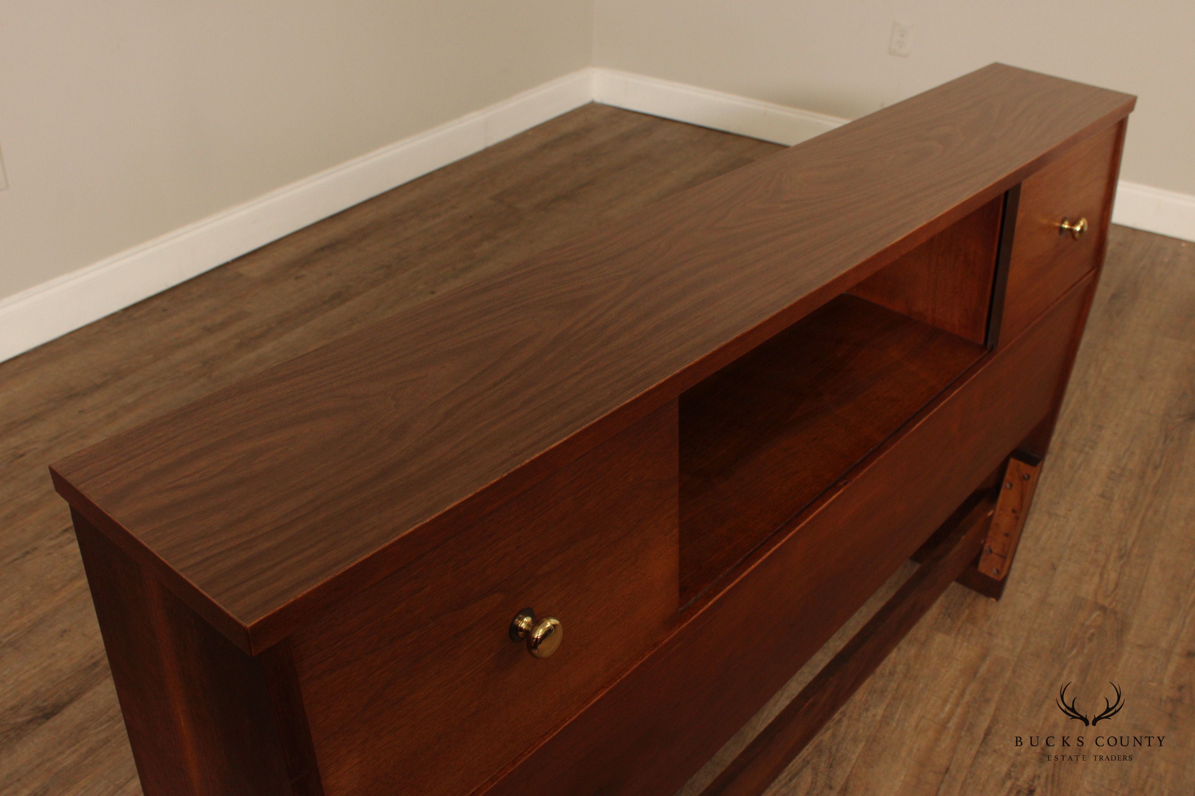 Mid Century Modern Walnut Storage Headboard