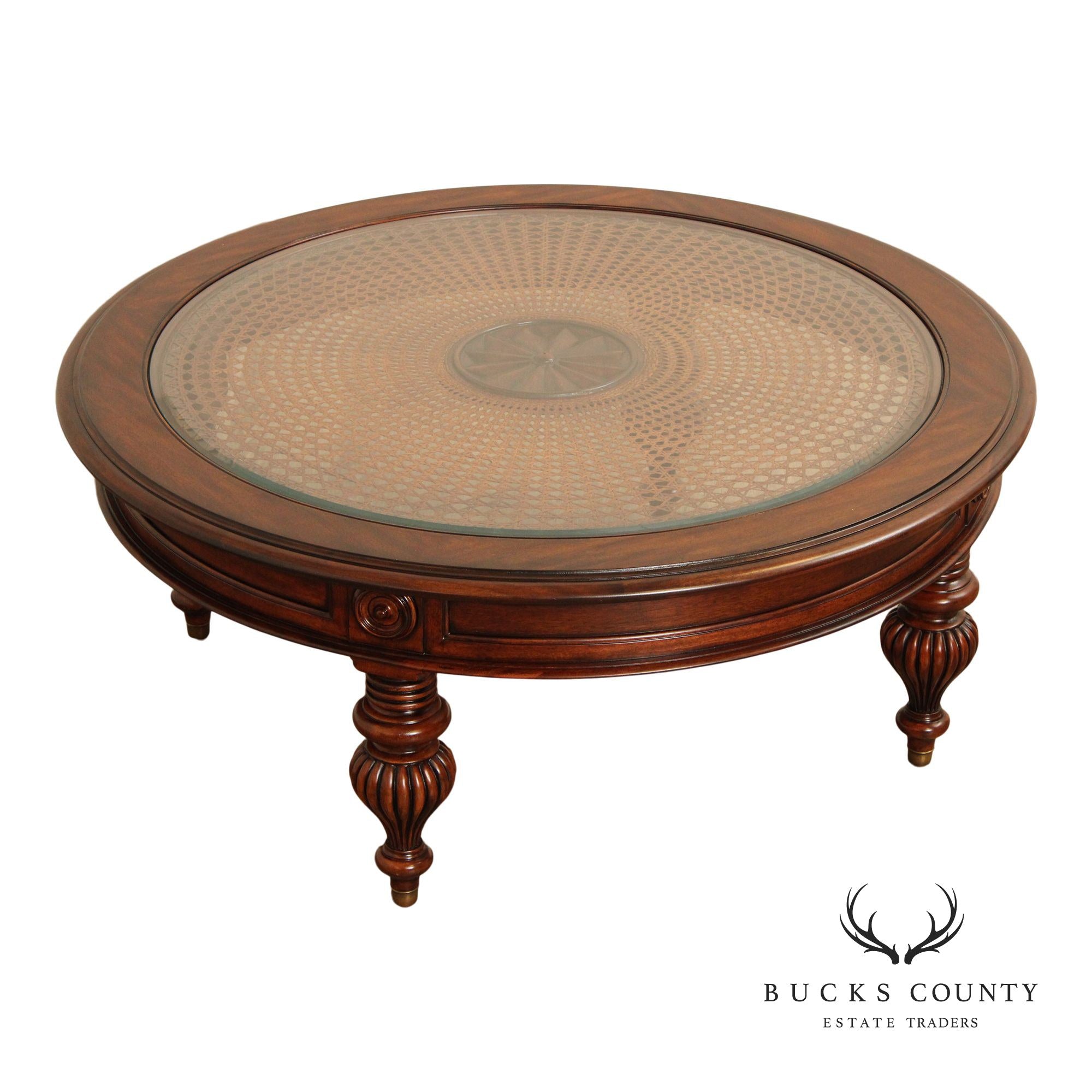 Ethan Allen British Colonial Style Round 'Maya' Coffee Table