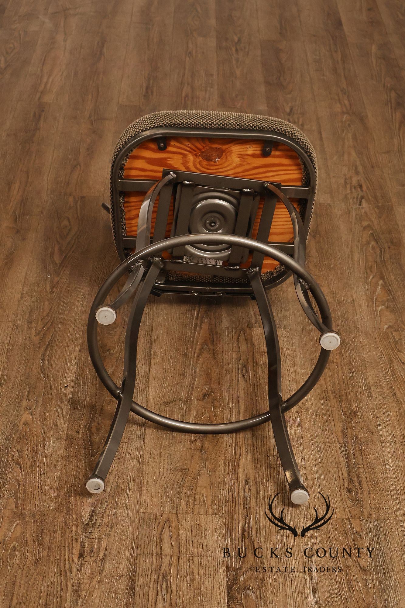 Shaver Howard Contemporary Set Of Three Brushed Steel Swivel Bar Stools