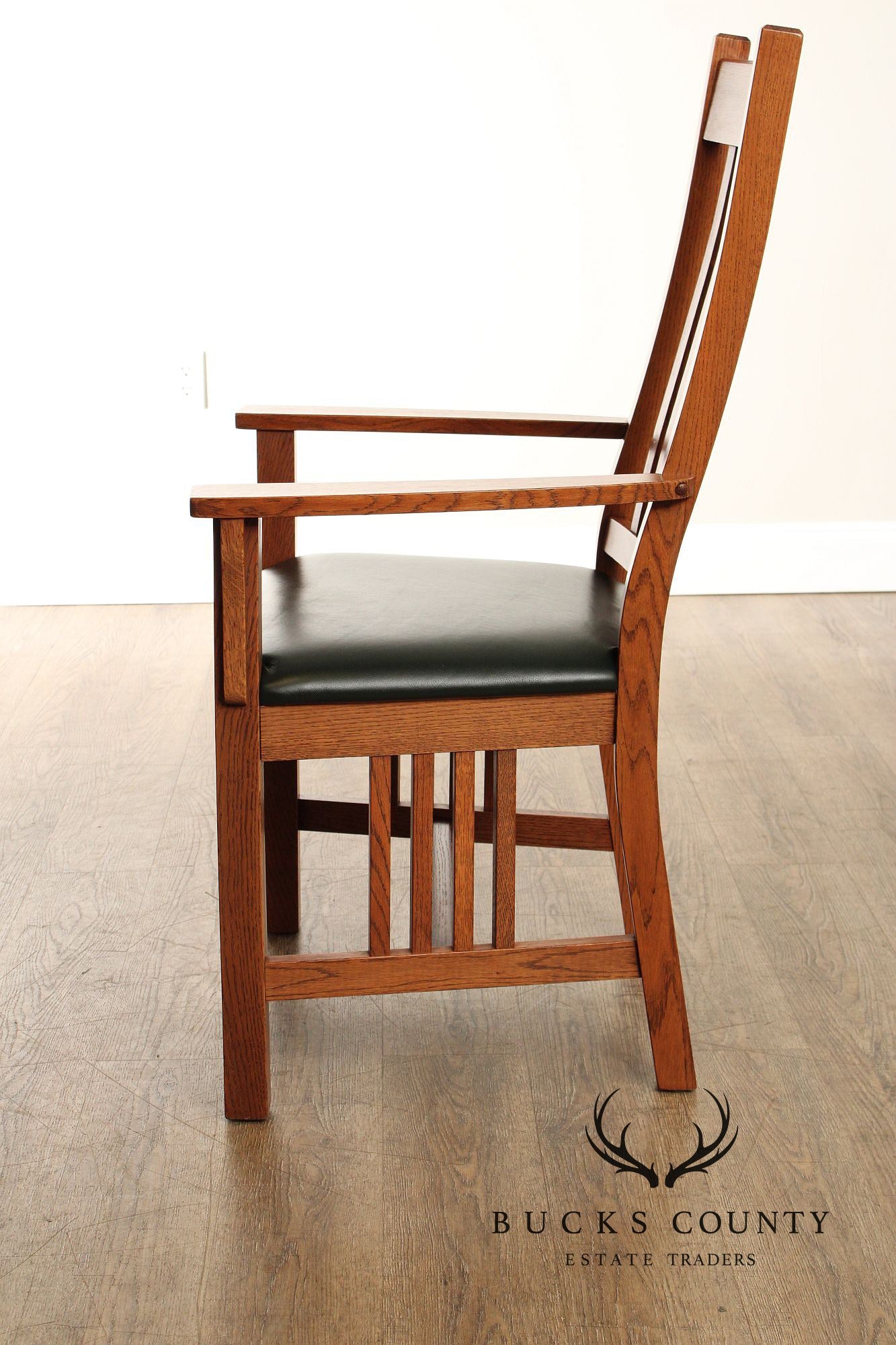 Mission Style Set of Six Oak Spindled Dining Chairs