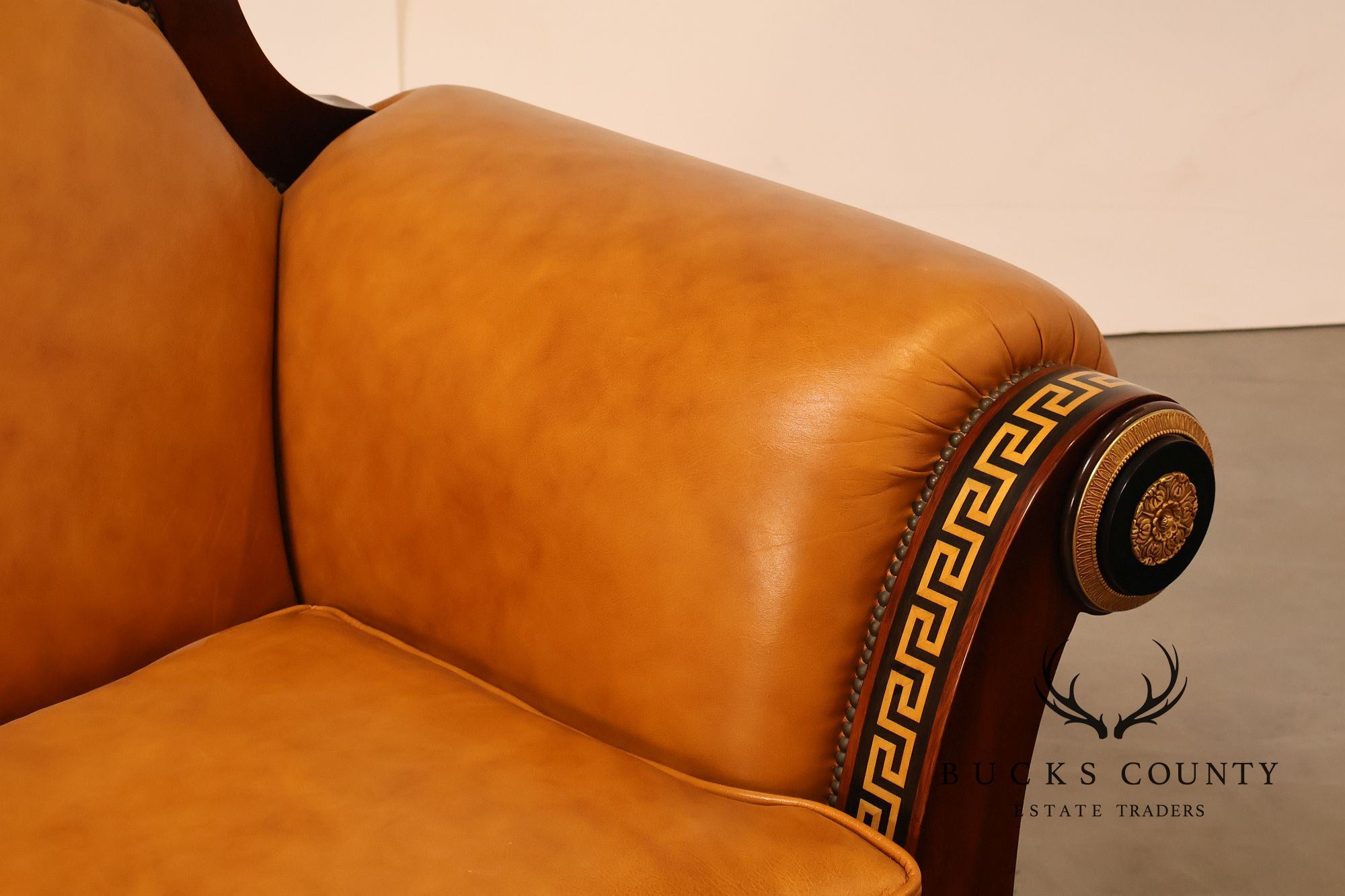 Empire Style Sofa Mahogany And Leather Sofa With Gilt Bronze Mounts