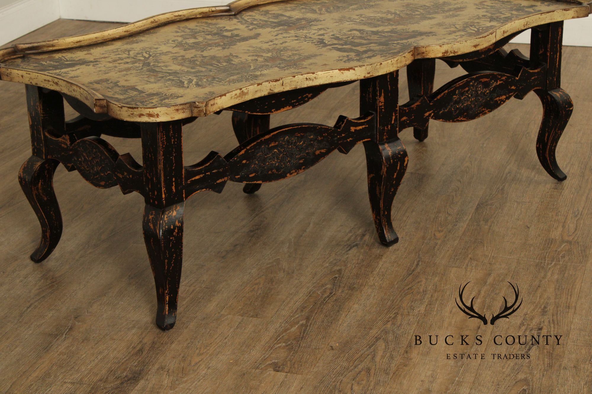 French Country Style Distressed Coffee Table