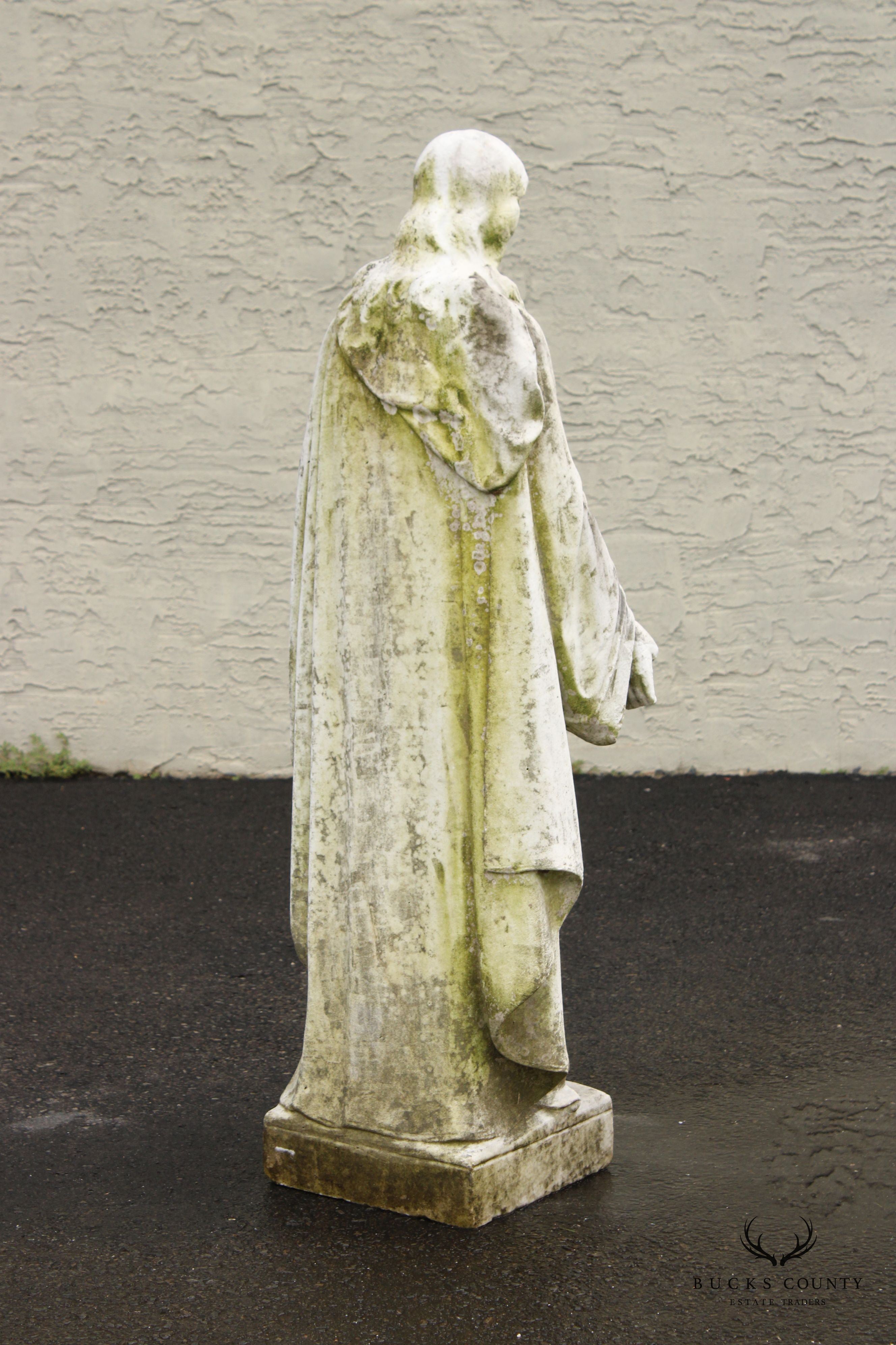 Antique Carved Marble Outdoor Garden Statue Of Jesus