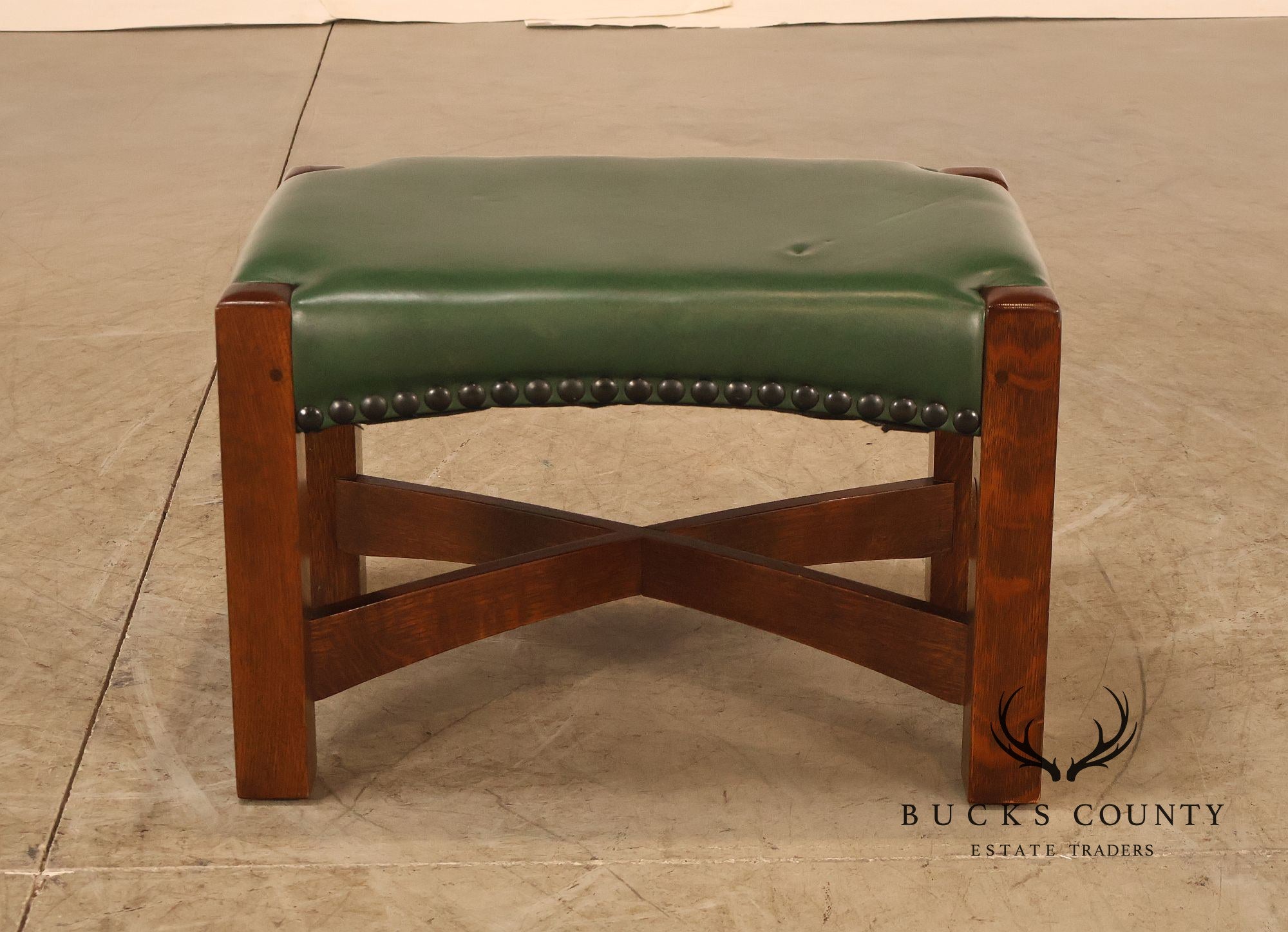 Stickley Mission Collection Oak and Leather Eastwood Footstool