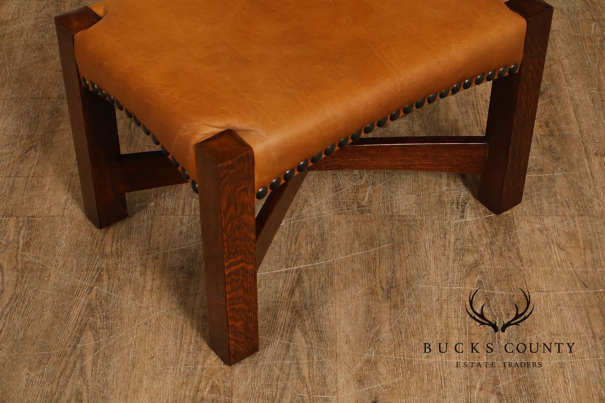 Stickley Mission Collection Oak and Leather Eastwood Footstool