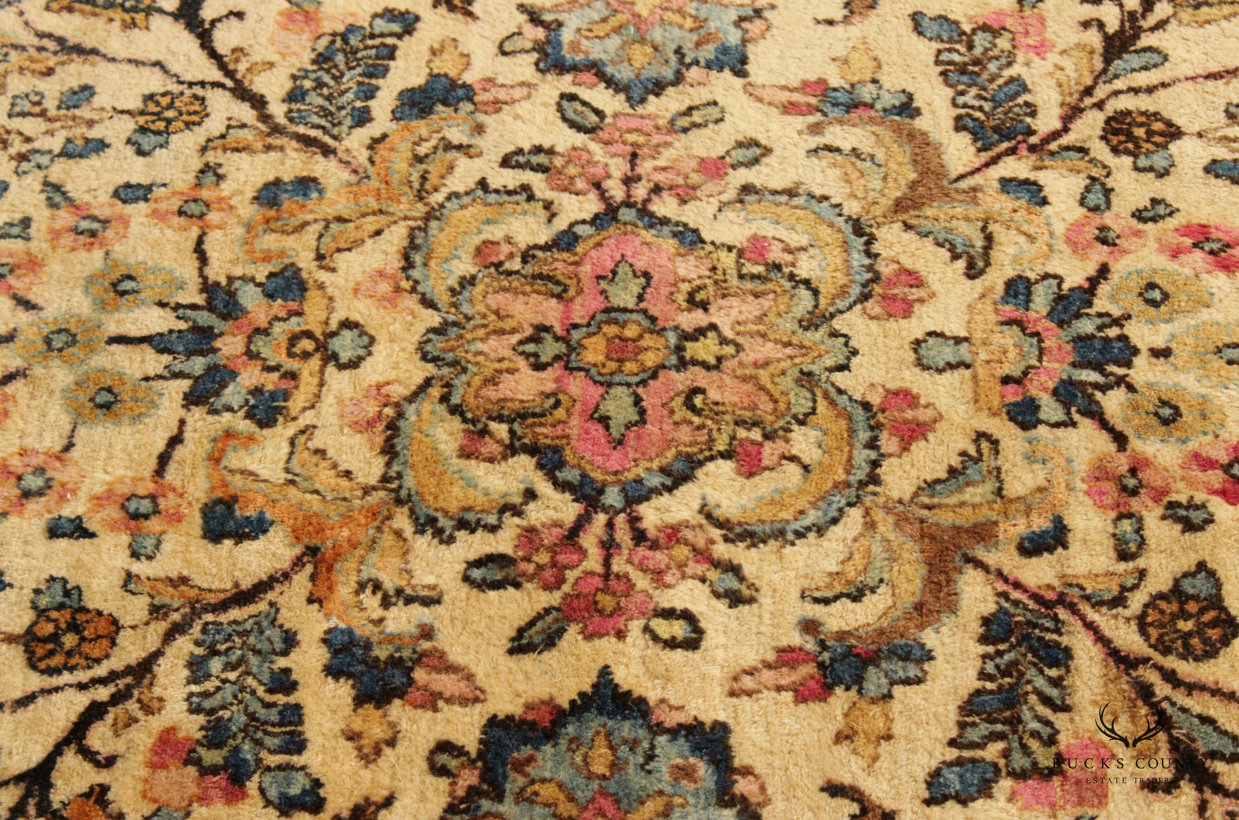 Vintage Persian Kerman Large Wool Area Rug, 14' x 9'