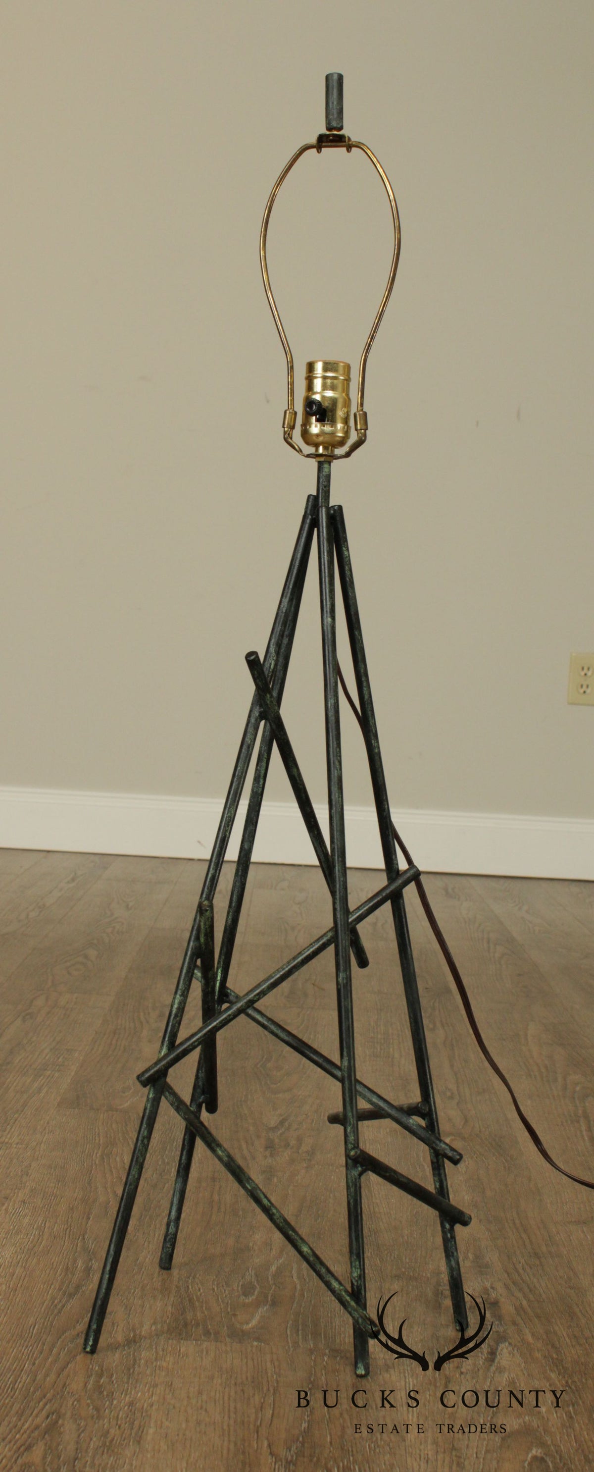 Bronzed Metal Rod Eiffel Tower Style Table Lamp
