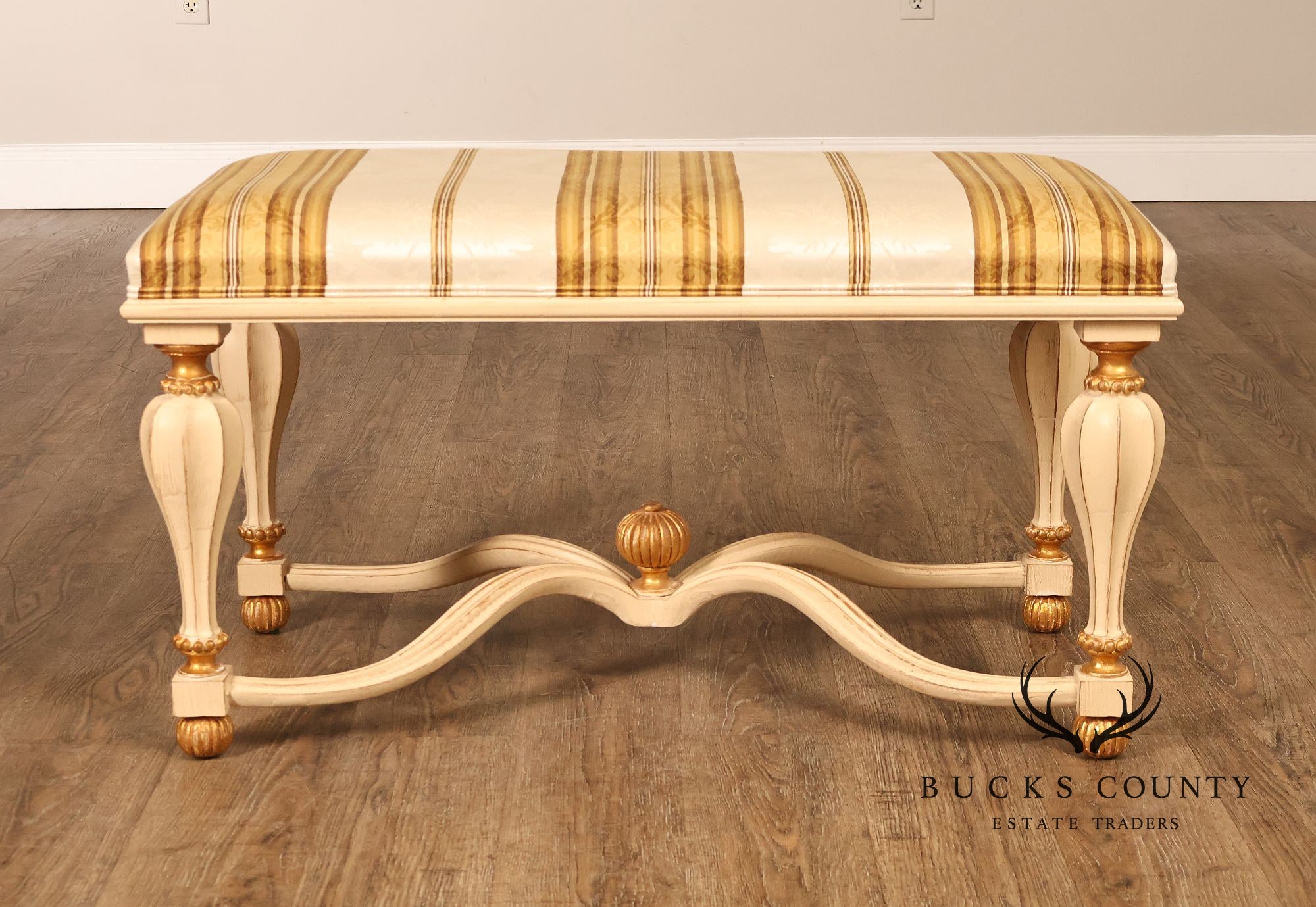 Decorative Crafts Inc. Italian Renaissance Style Partial Giltwood Painted Window Bench