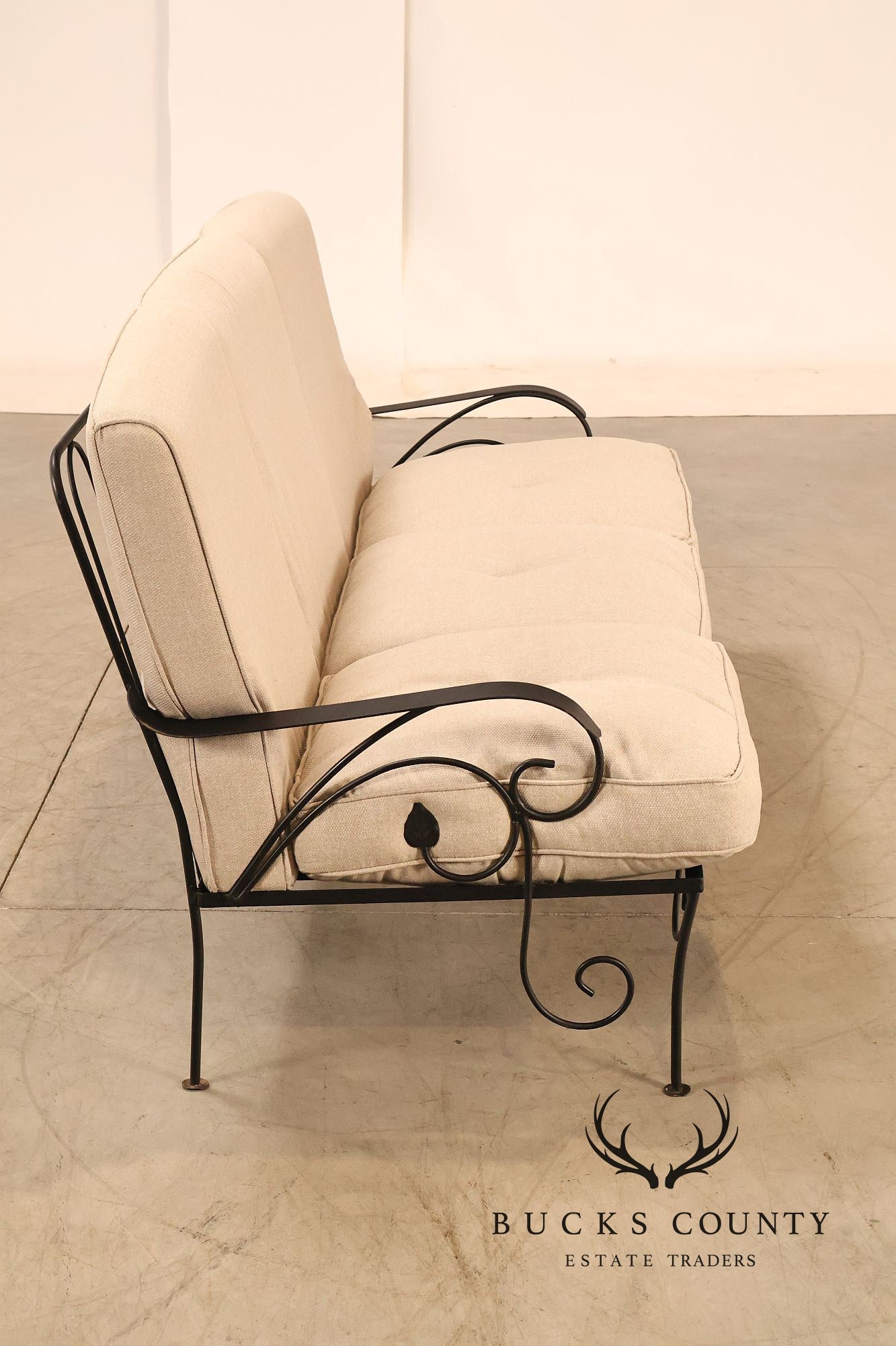 Vintage Wrought Iron Patio Garden Sofa With Cushions