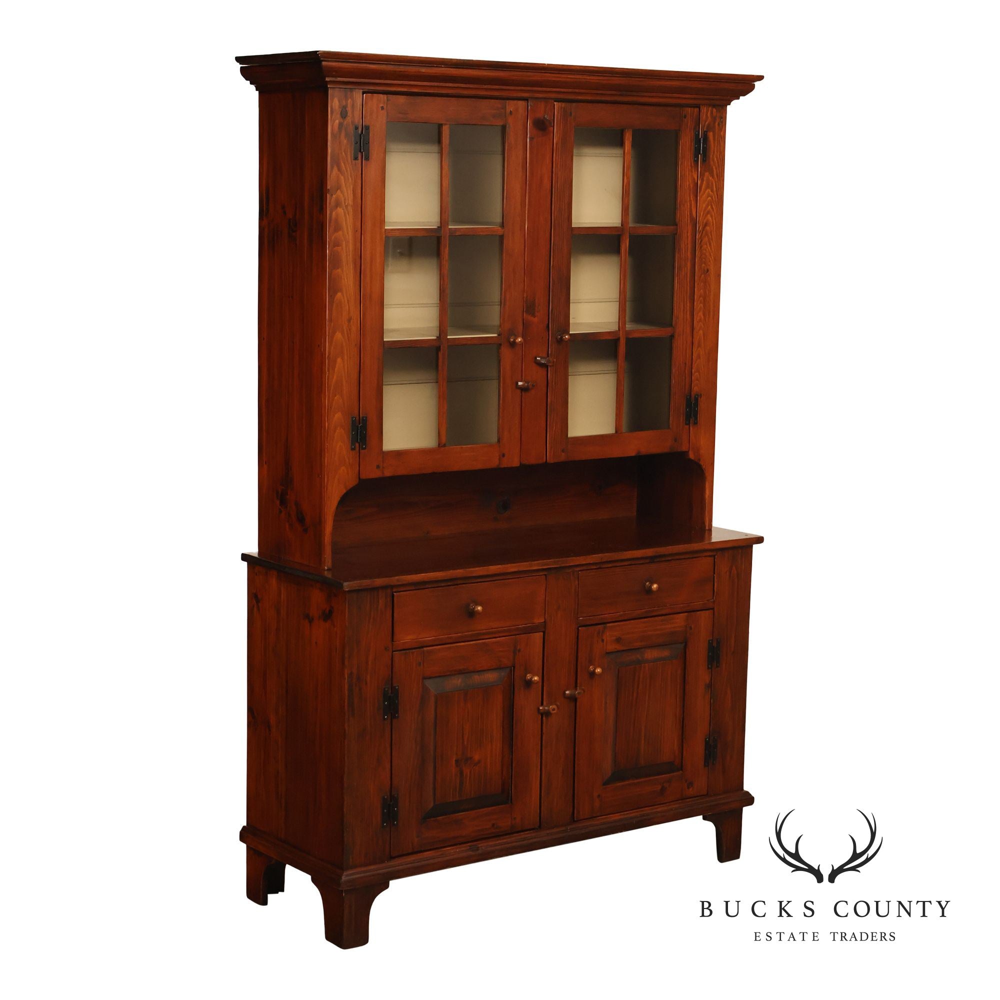 Stephen Von Hohen Pine Two Piece Stepback Cupboard
