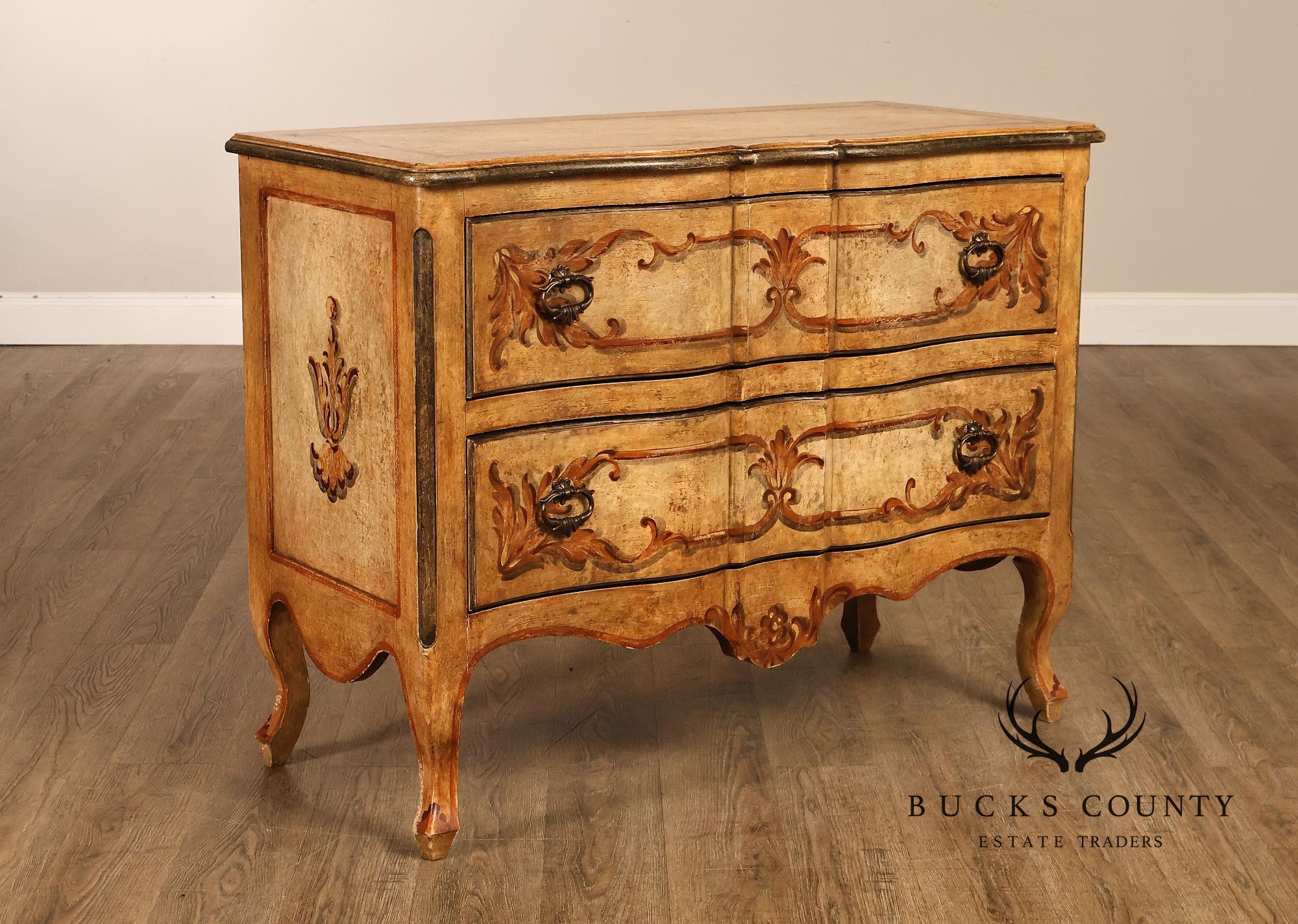 Rococo Style Painted Bombe Chest Of Drawers