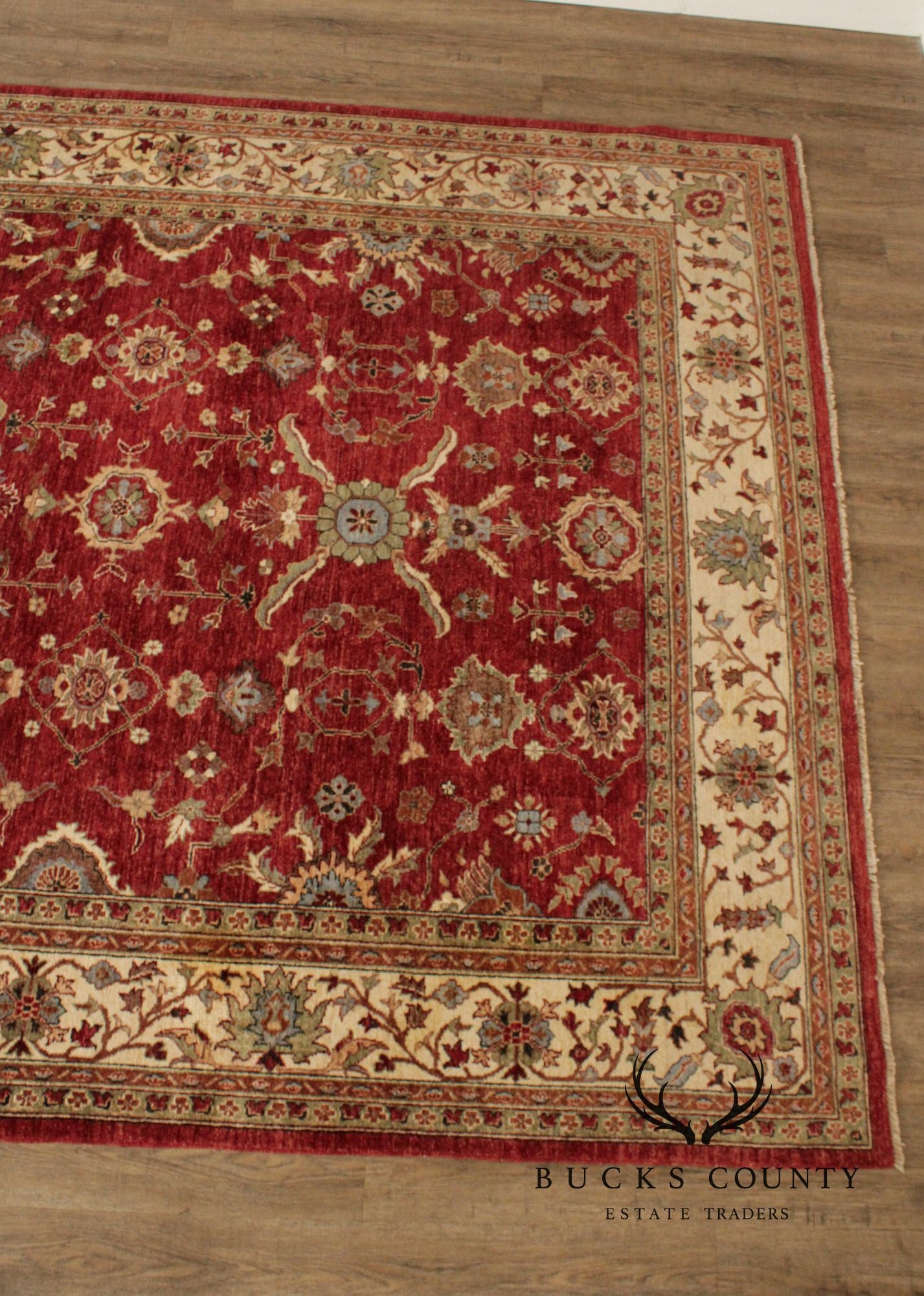 Persian Heriz Style Wool Area Rug With Red Field 8'x10'