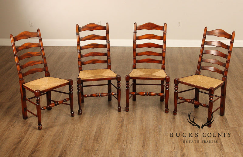 Theodore Alexander Set of Four Rush Seat Dining Chairs