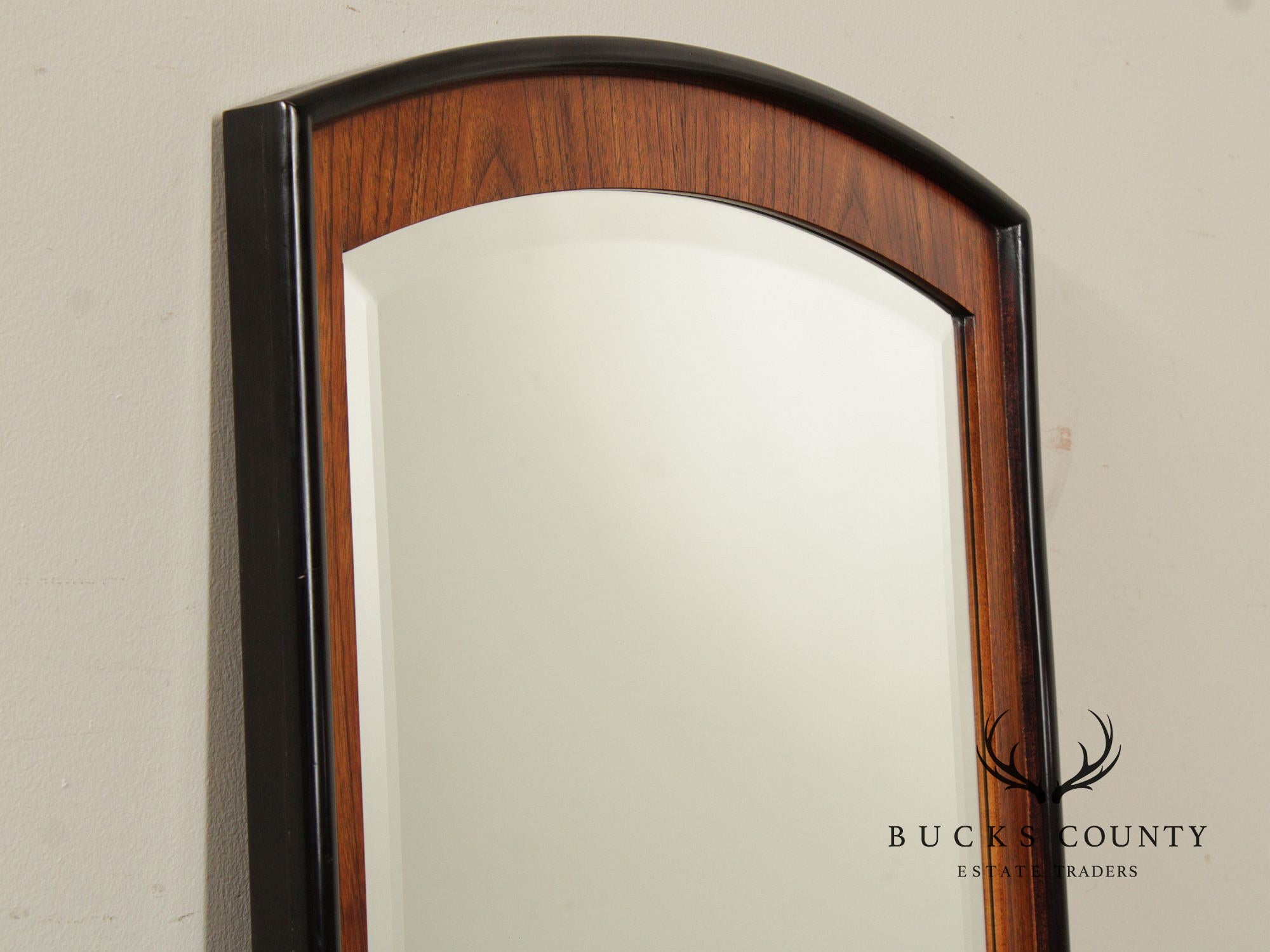 Century Furniture Modern Ebonized Teak Two Tone Arched Wall Mirror