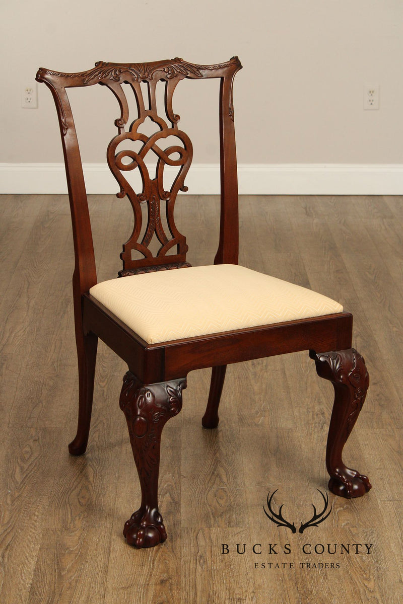 Baker Furniture Stately Homes Chippendale Style Set of Ten Mahogany Dining Chairs