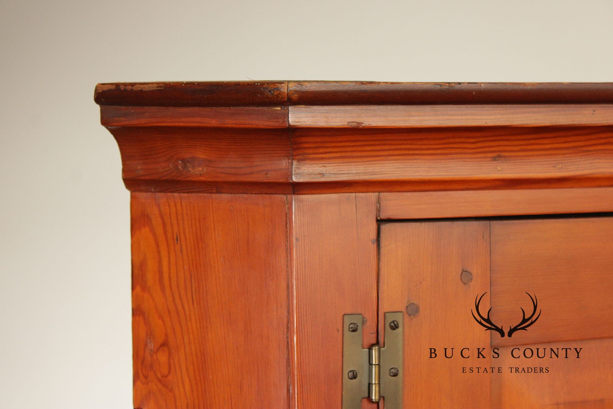 Antique American Pine Two-Part Paneled Door Corner Cupboard