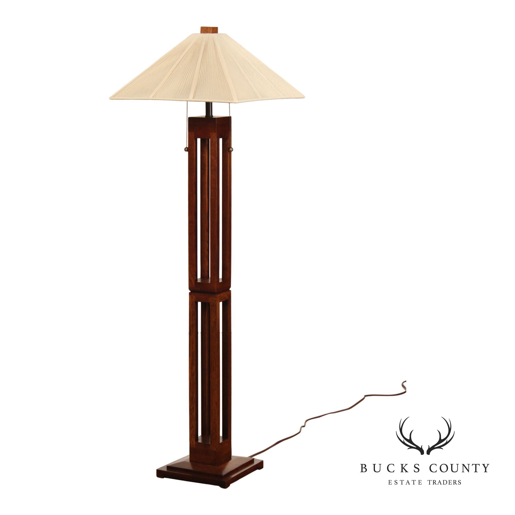 Quoizel Arts & Crafts Style Oak Floor Lamp