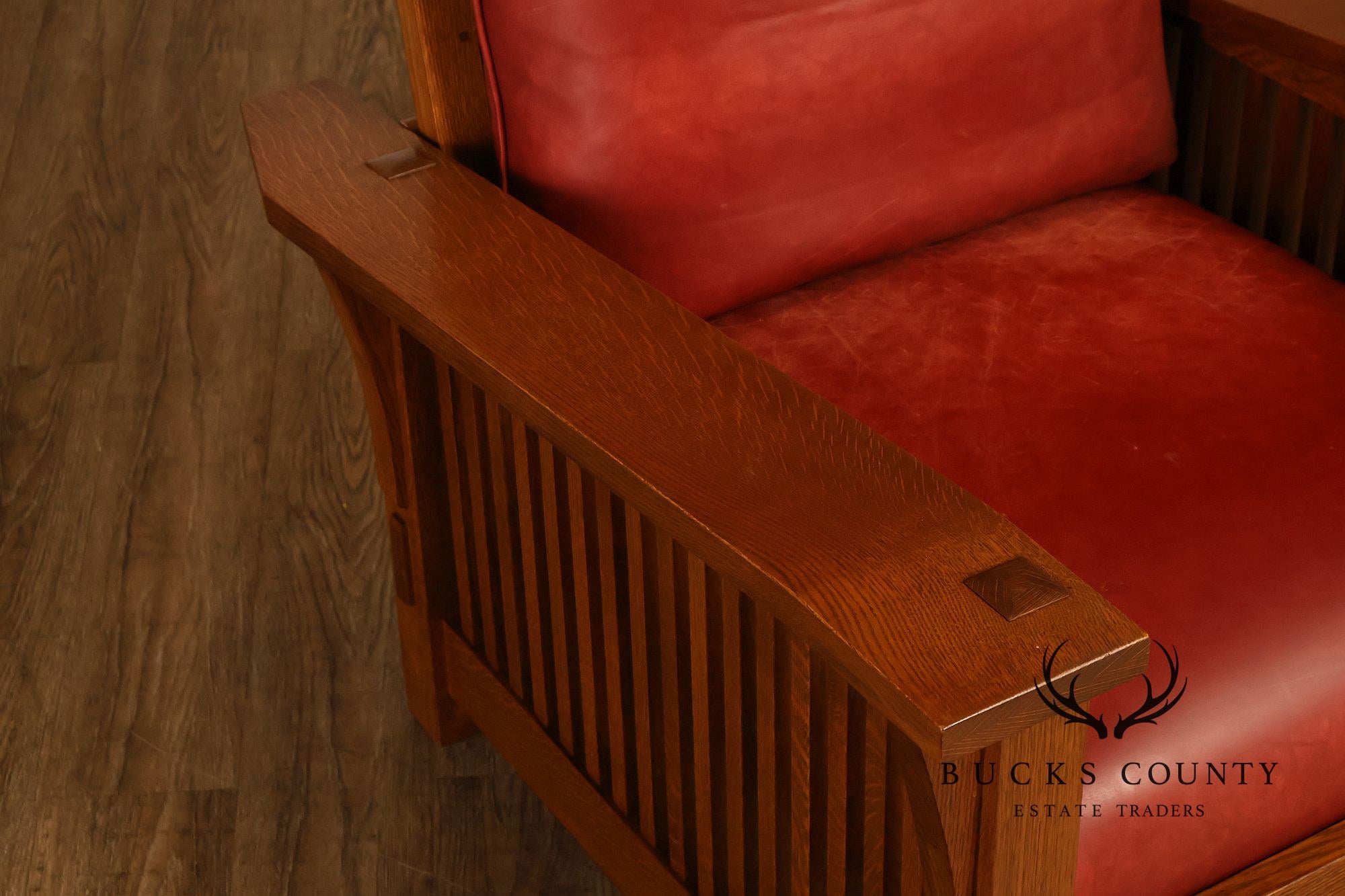 Stickley Mission Collection Pair Of Oak And Leather Morris Chairs