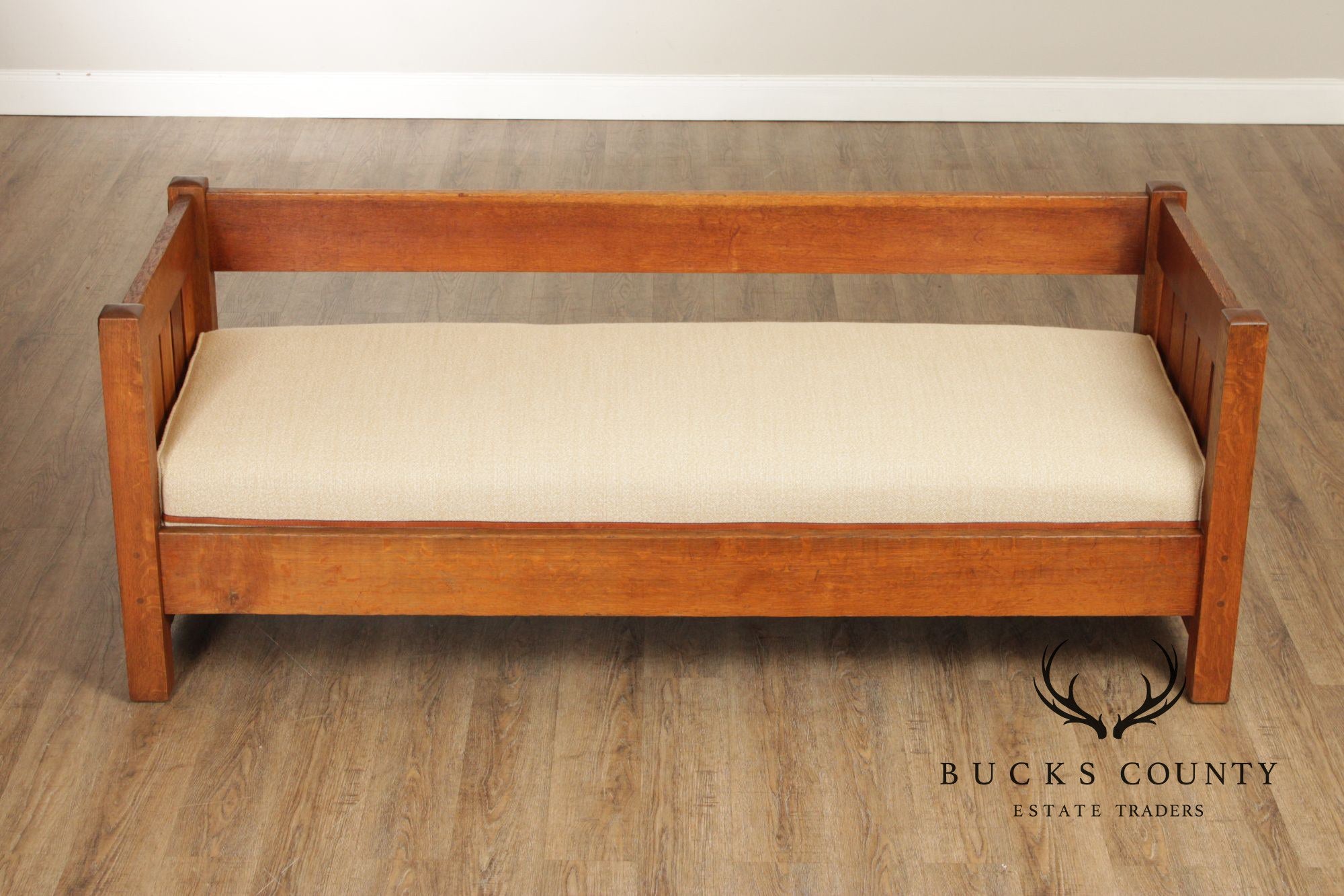 Gustav Stickley Mission Oak Even Arm Settle Sofa