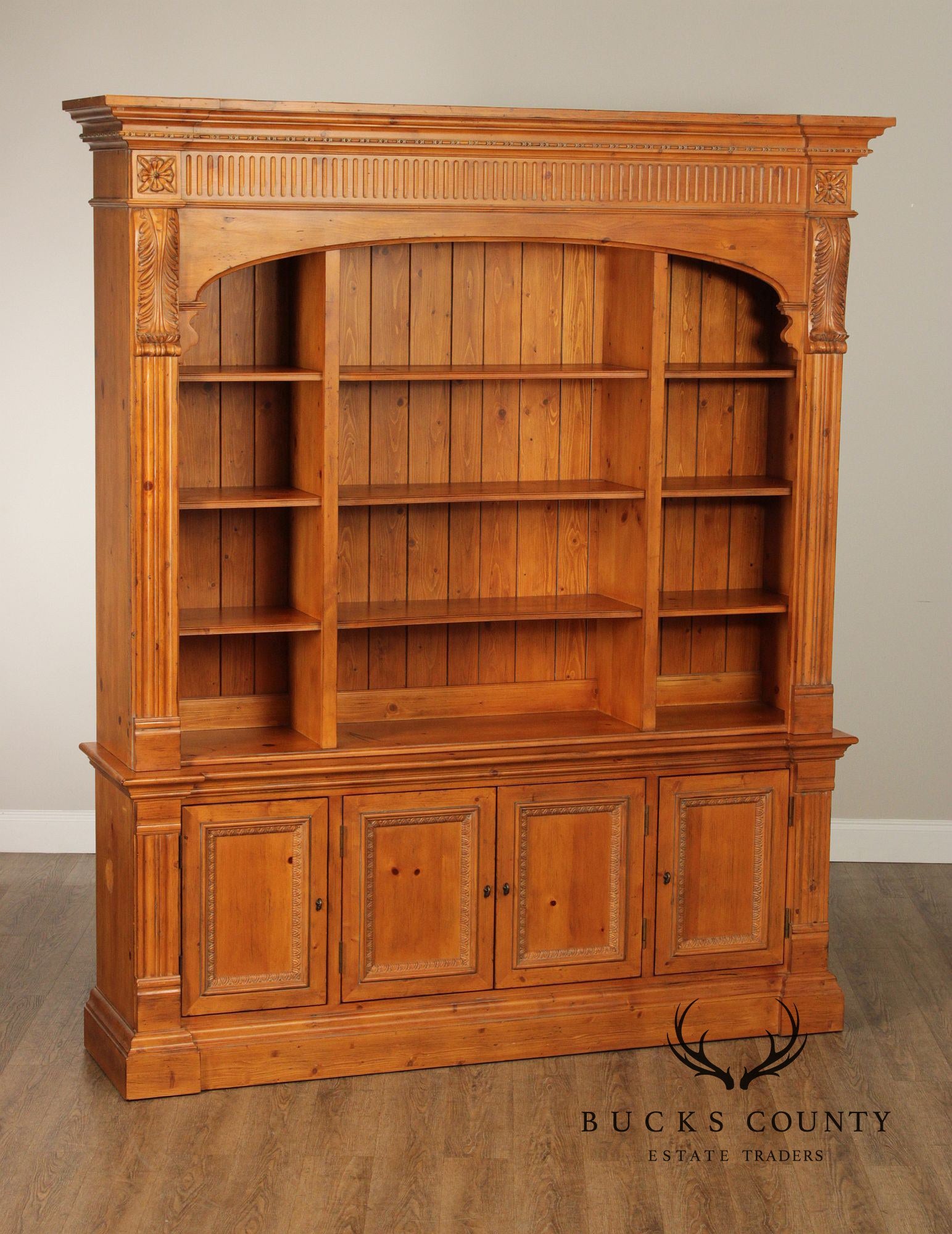 Ethan Allen Large Pine Architectural Library Bookcase