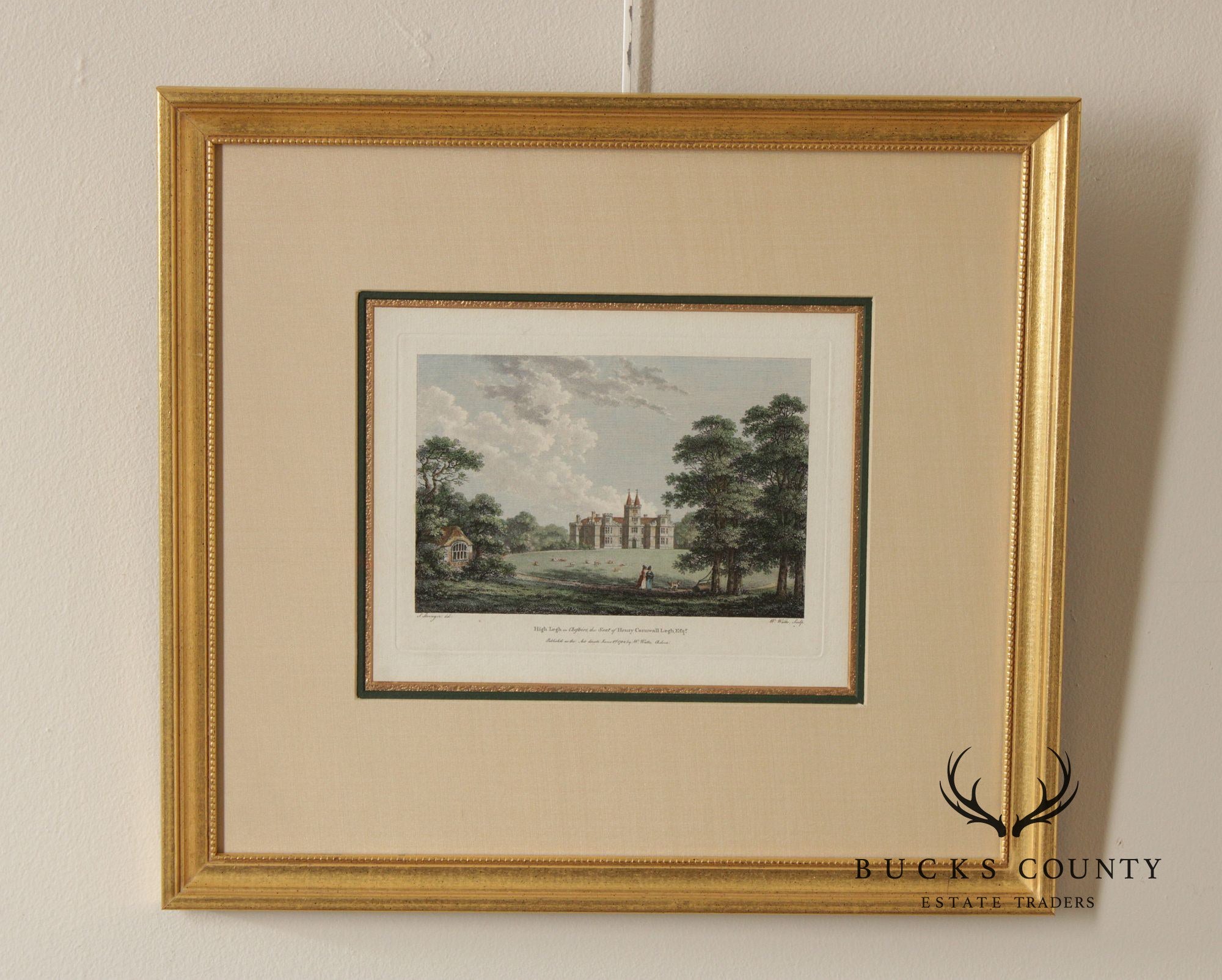 William Watts Framed Colored Print of English Estate