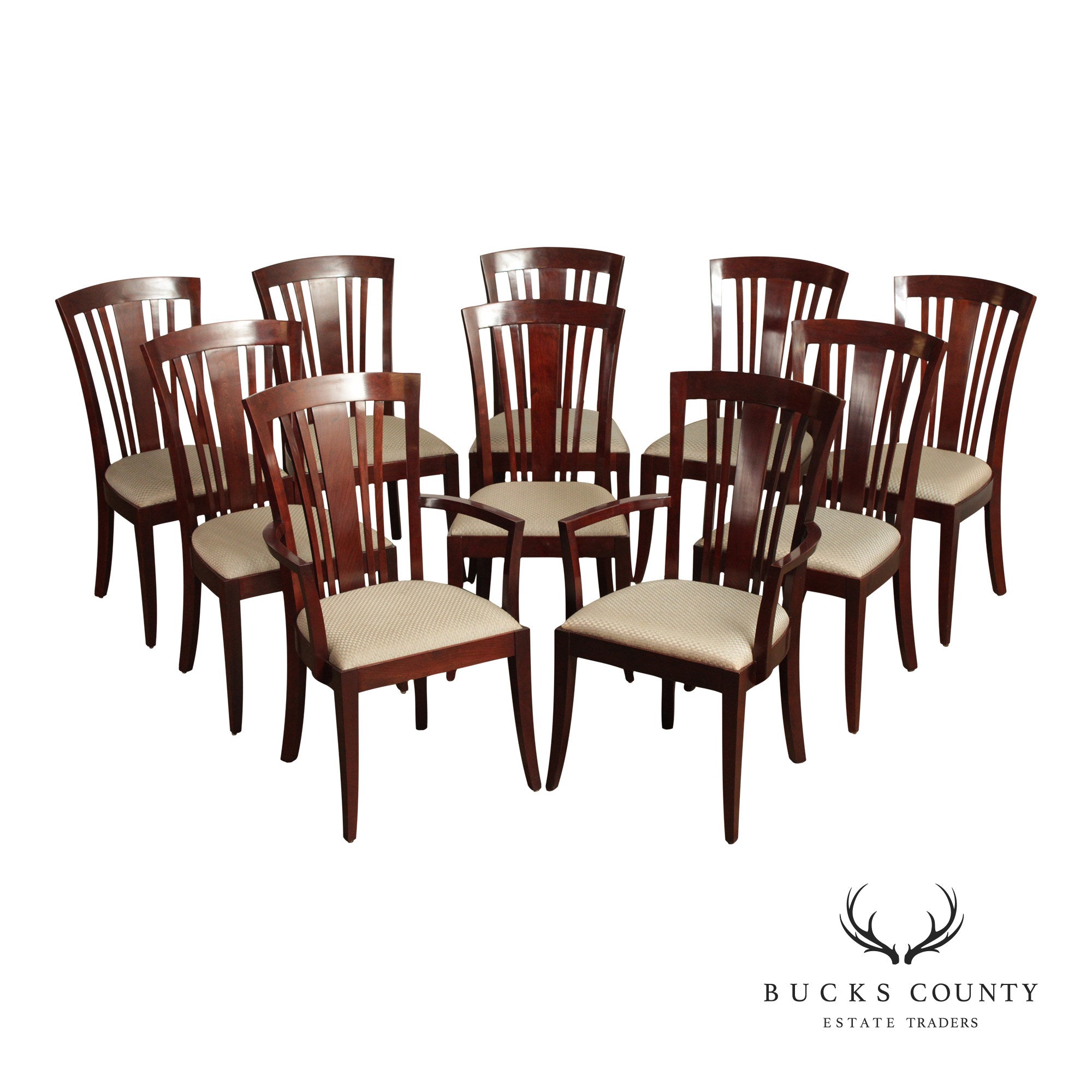 Stickley Set of Ten Cherry 'Bayonne' Dining Chairs