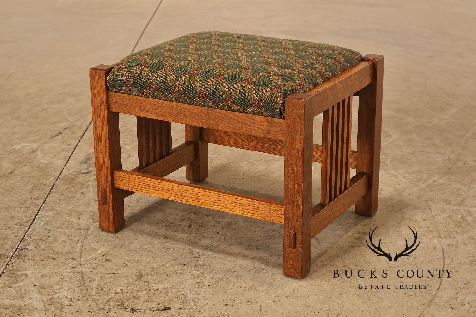 Stickley Mission Collection Oak Spindle Side Footstool Ottoman