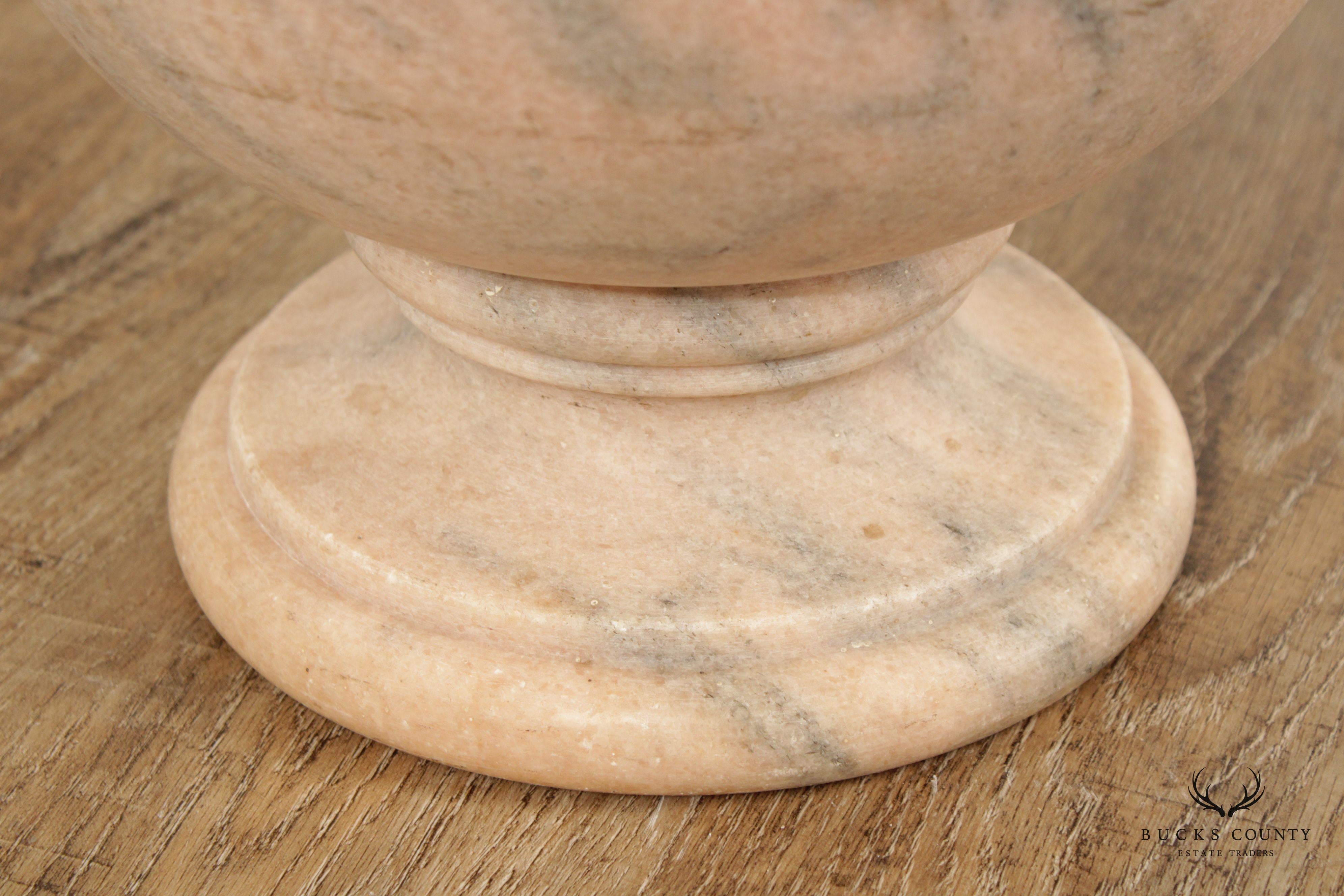 Antique Style Marble Footed Urn Vase with Turned Rim