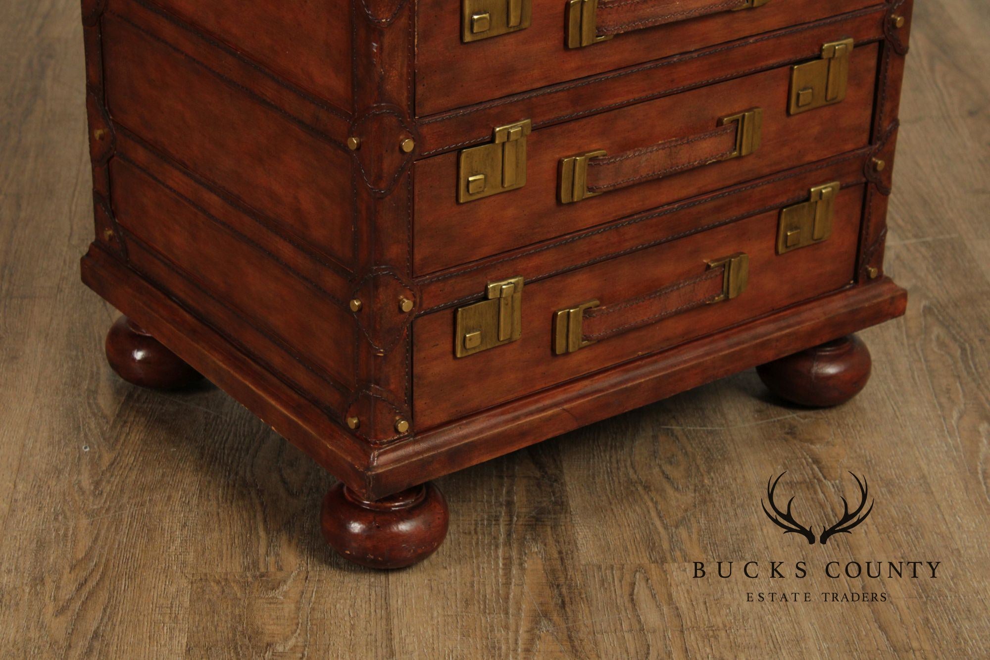 Maitland Smith Leather Stacking Luggage Chest Of Drawers
