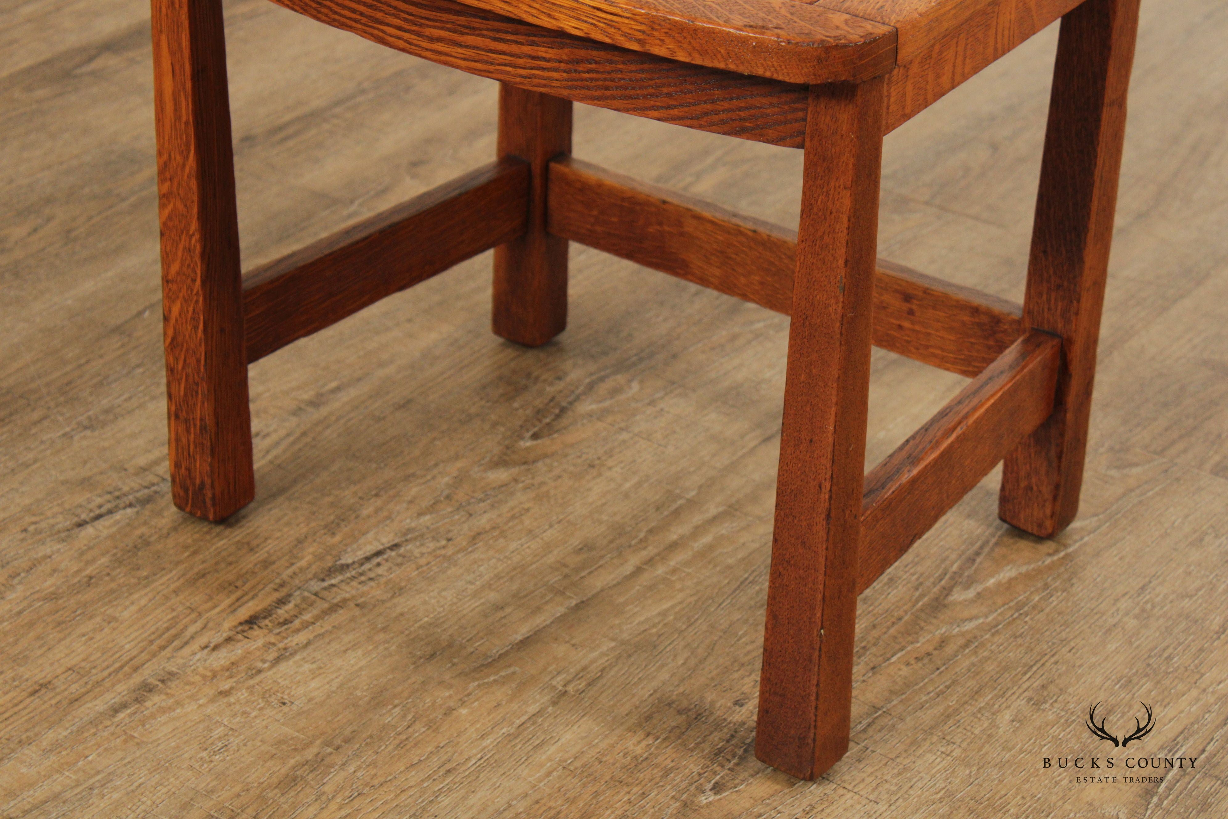 Antique Stickley Brothers Mission Oak Rush Seat Side Chair