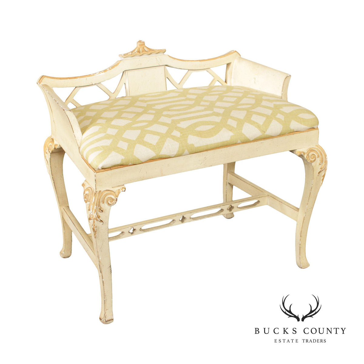 Italian Florentine Style Painted and Partial Gilt Vanity Seat