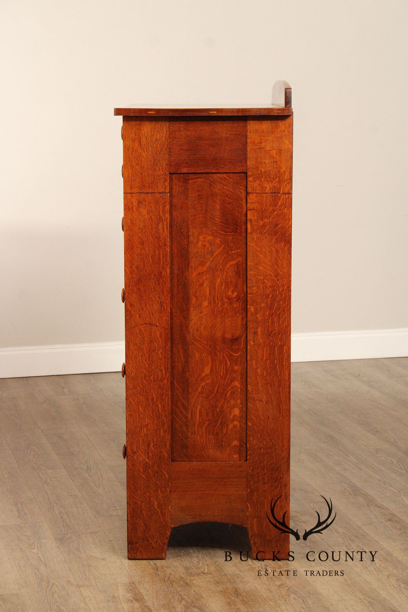 Antique L. & J.G. Stickley Mission Oak Tall Chest of Drawers