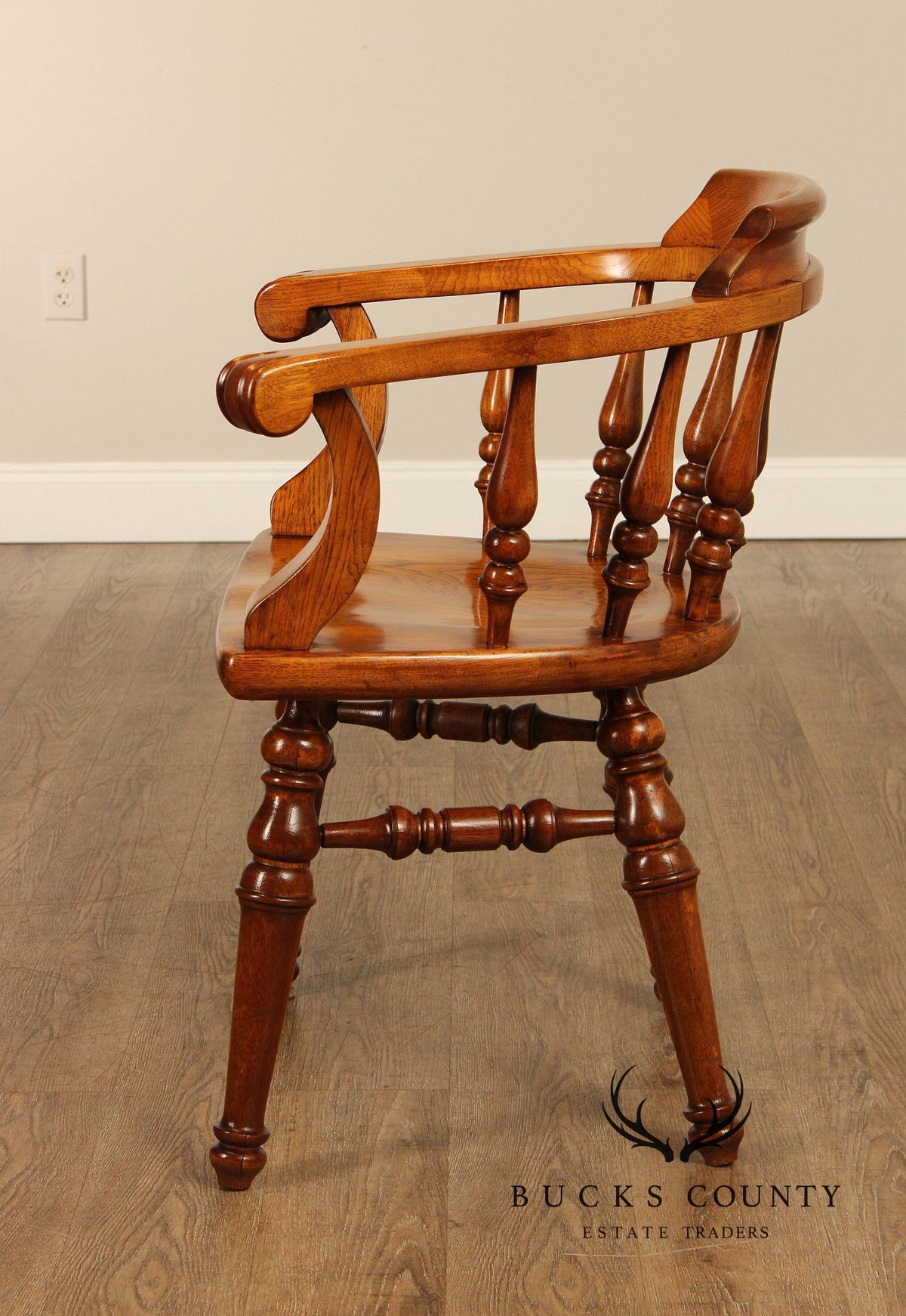 English Traditional Style Set of Four Oak Dining Armchairs