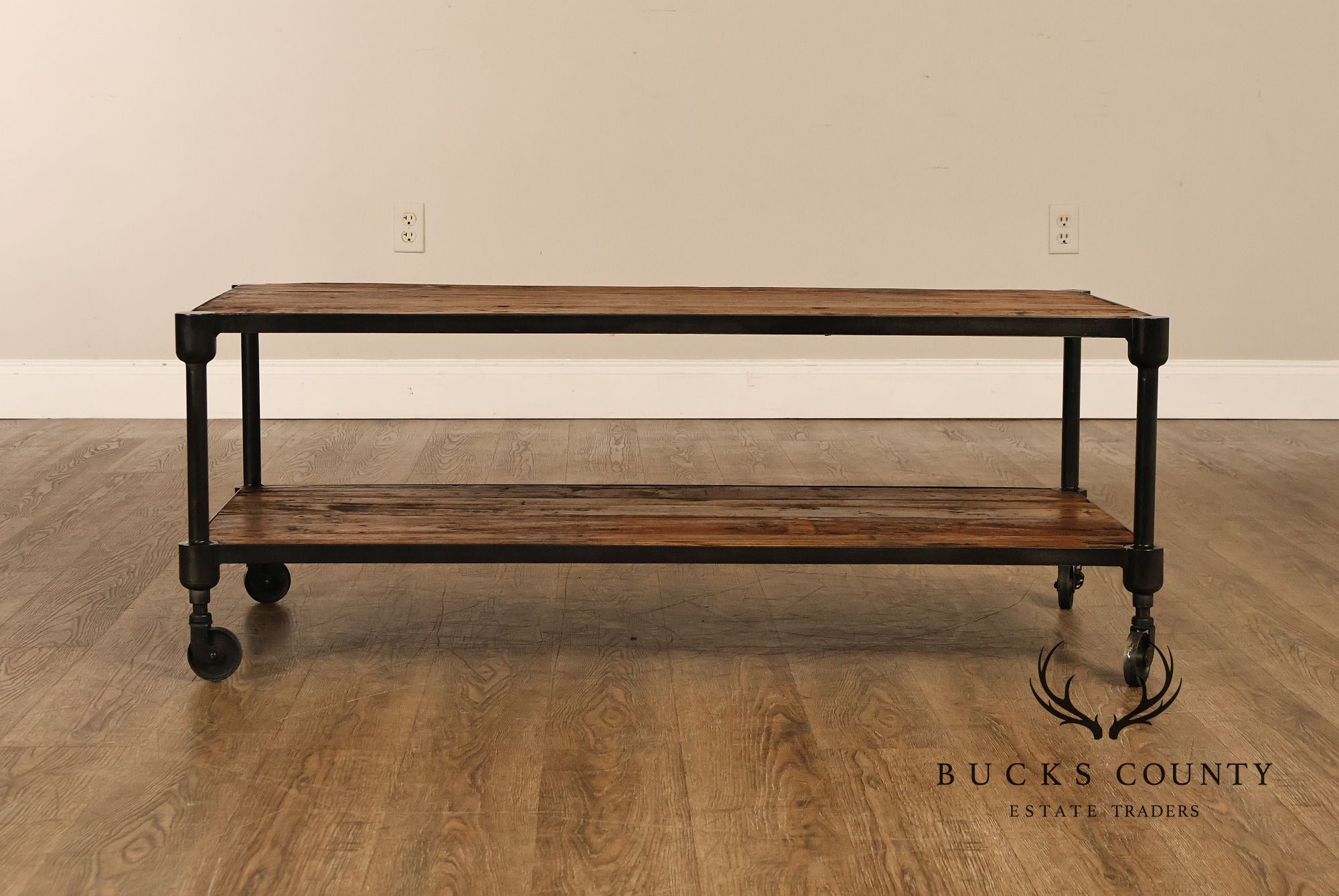 Industrial Style Two-Tier Rolling Coffee table