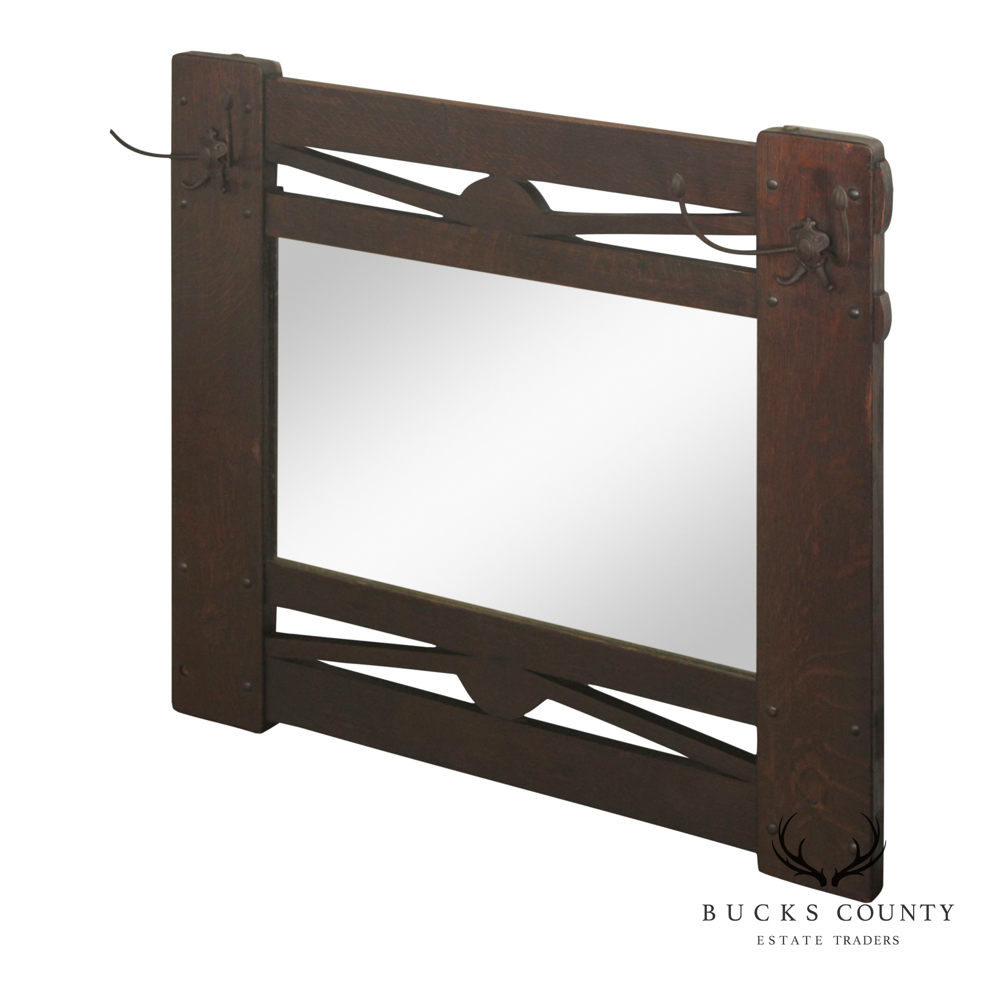 Arts and Crafts Oak Wall Mirror