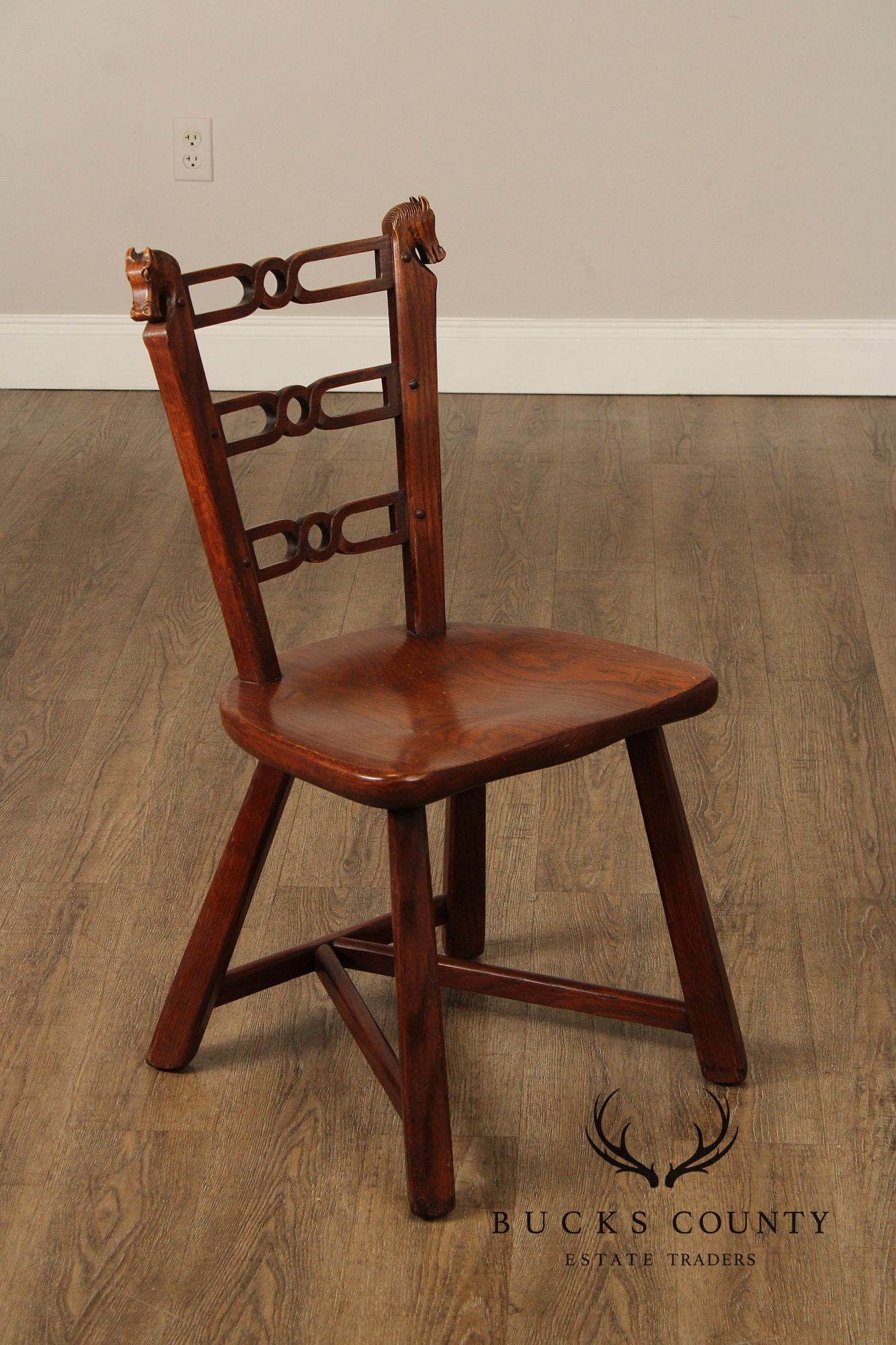 Romweber Viking Oak Set of Four Carved Dining Chairs