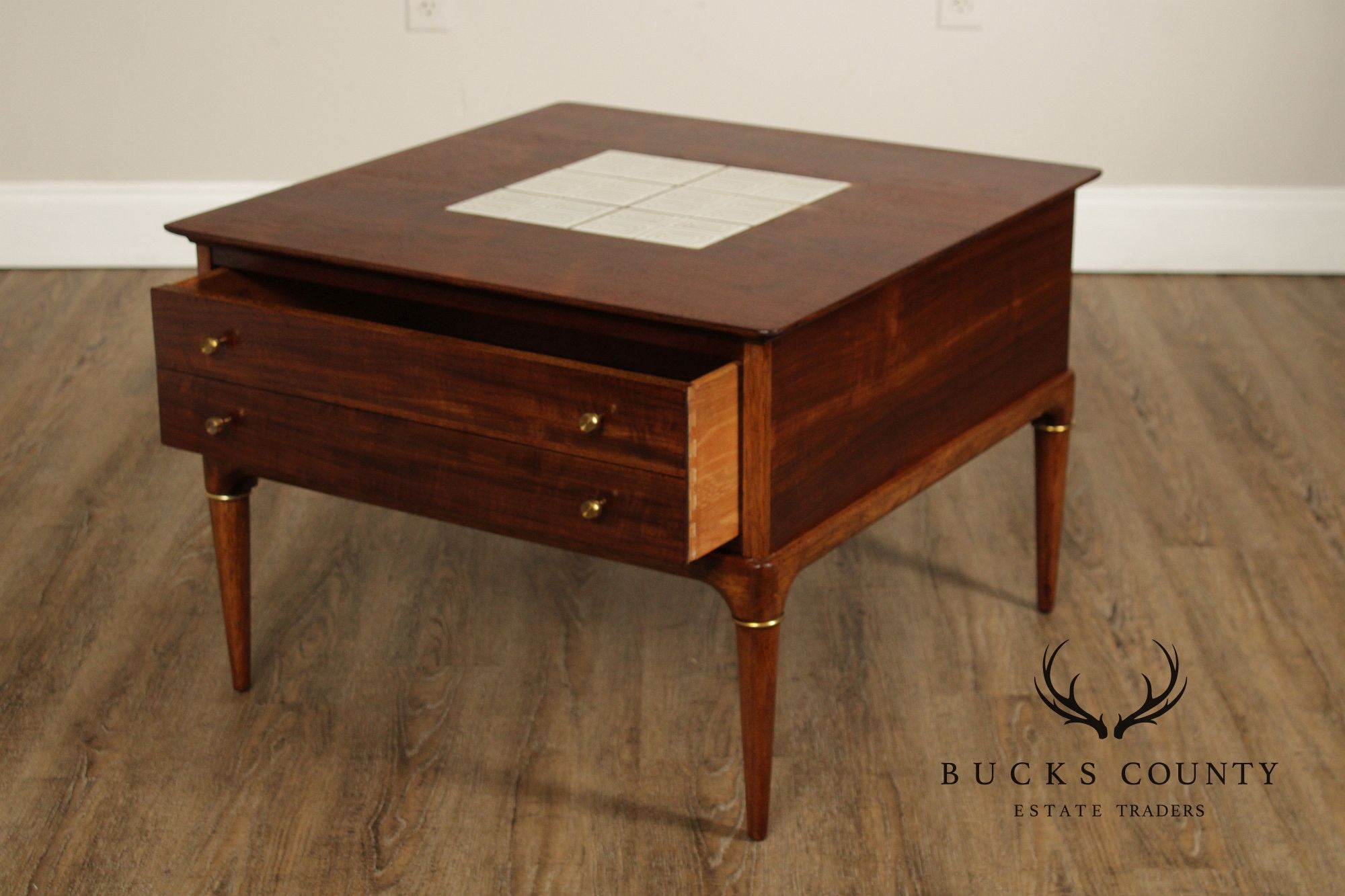 Lane Mid Century Modern Tile Top Walnut Coffee Table