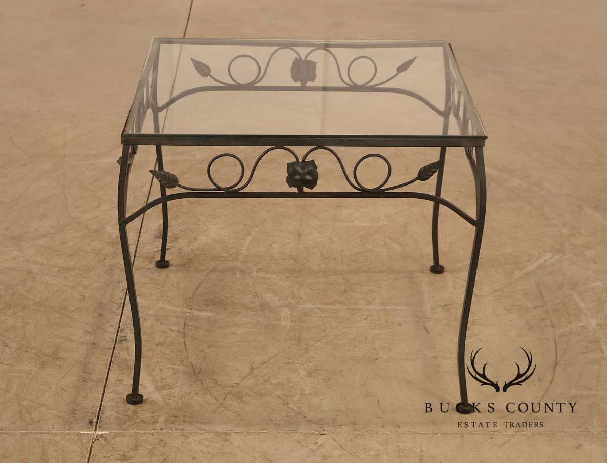Vintage Glass Top Outdoor Patio Coffee Table