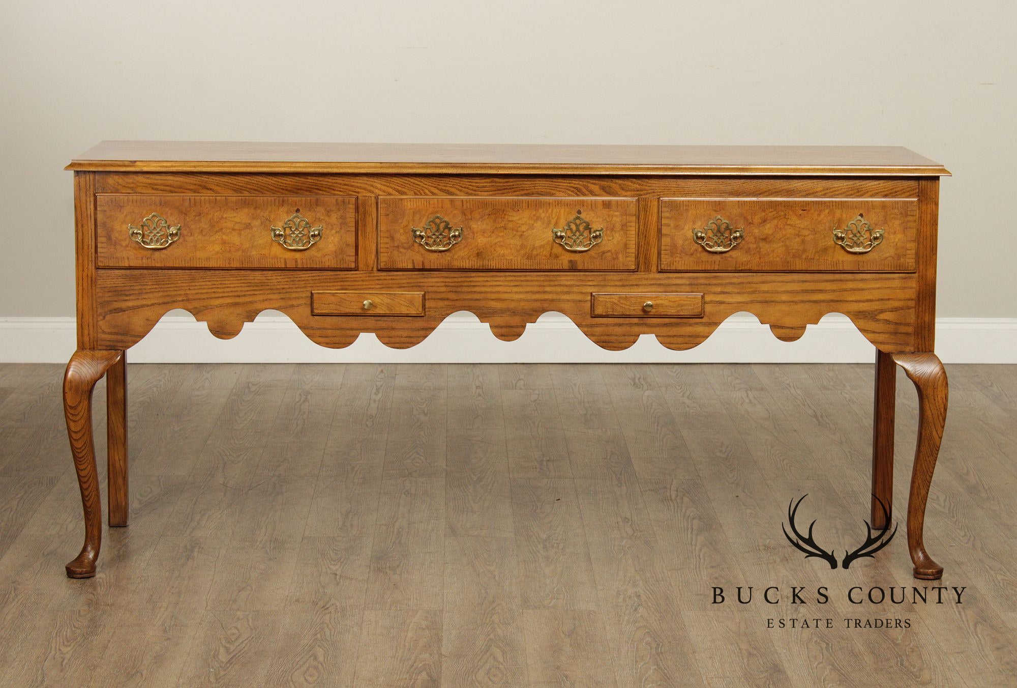 Baker Queen Traditional Oak And Walnut Sideboard Buffet