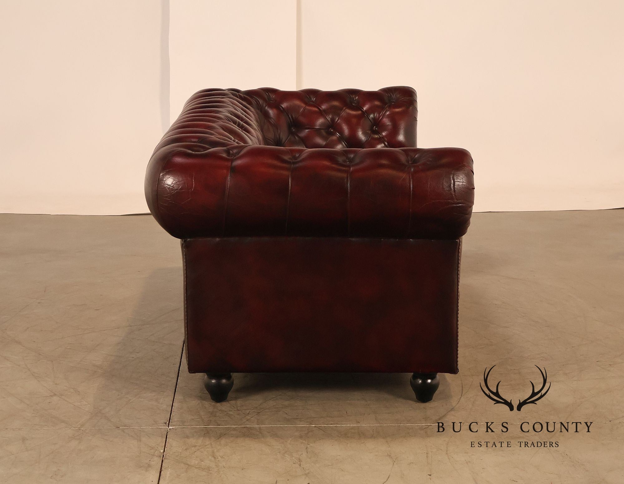 Chesterfield Style Oxblood Leather Sofa