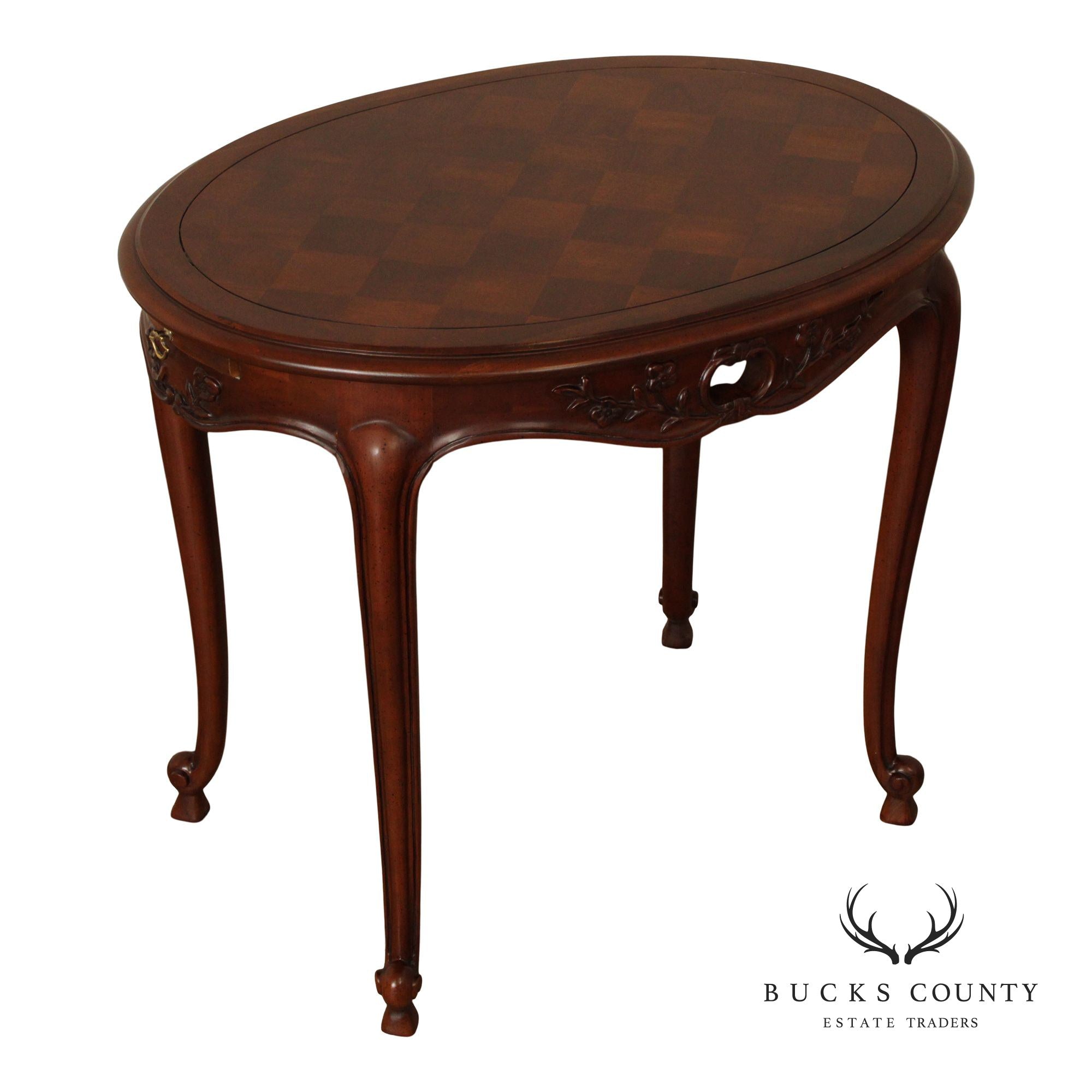 Century Furniture French Louis XV Style Carved Oval Side Table