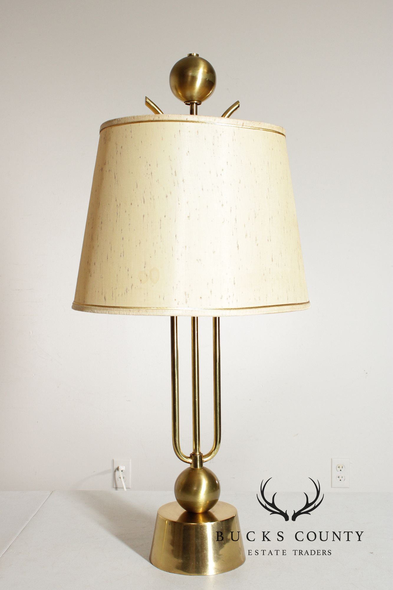 Mid Century Modern Pair of Brass Table Lamps