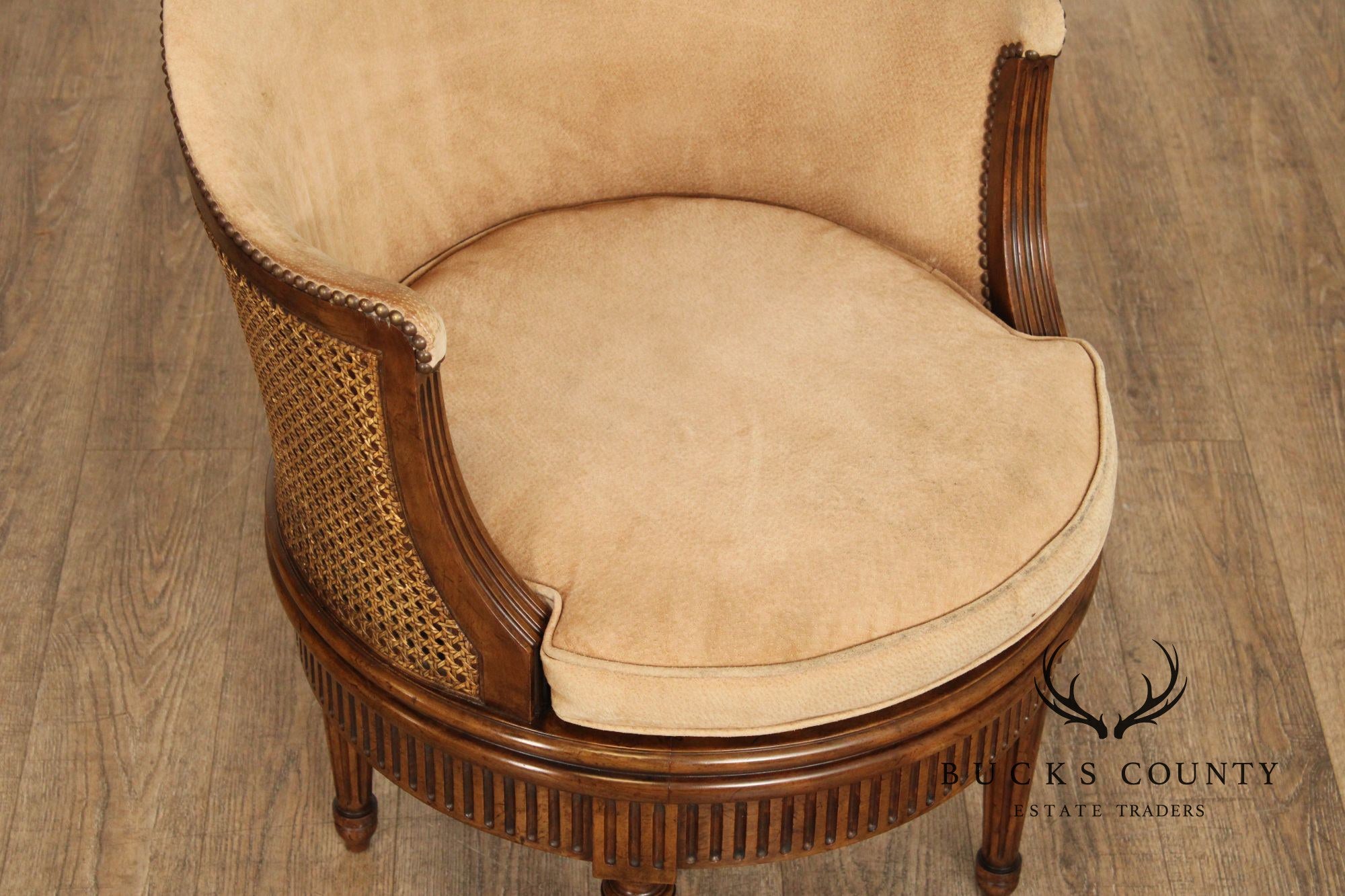 Baker Furniture French Louis XVI Style Swivel Barrel Chair