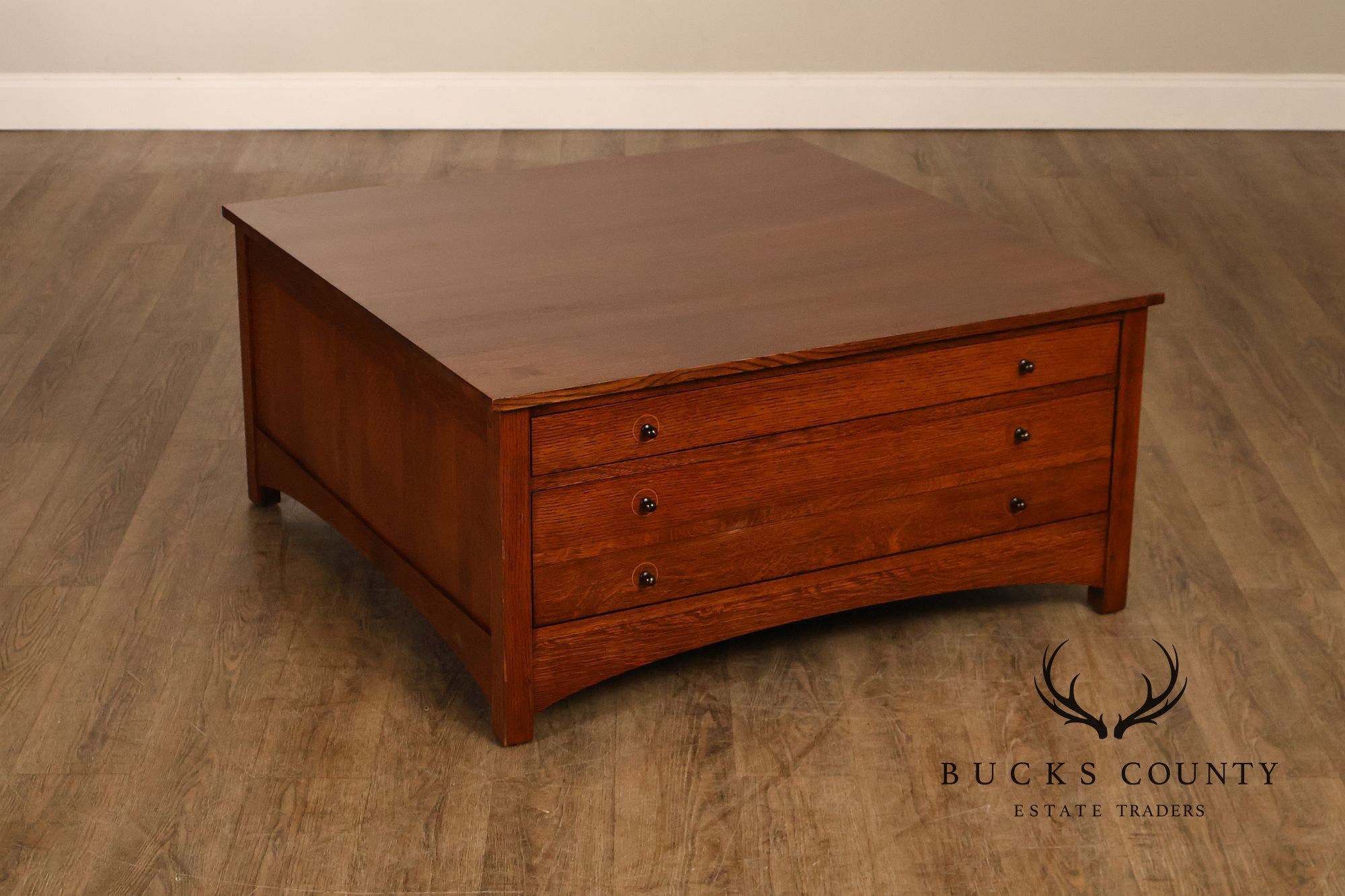 Stickley Harvey Ellis Mission Collection Oak Cocktail Table With Inlay