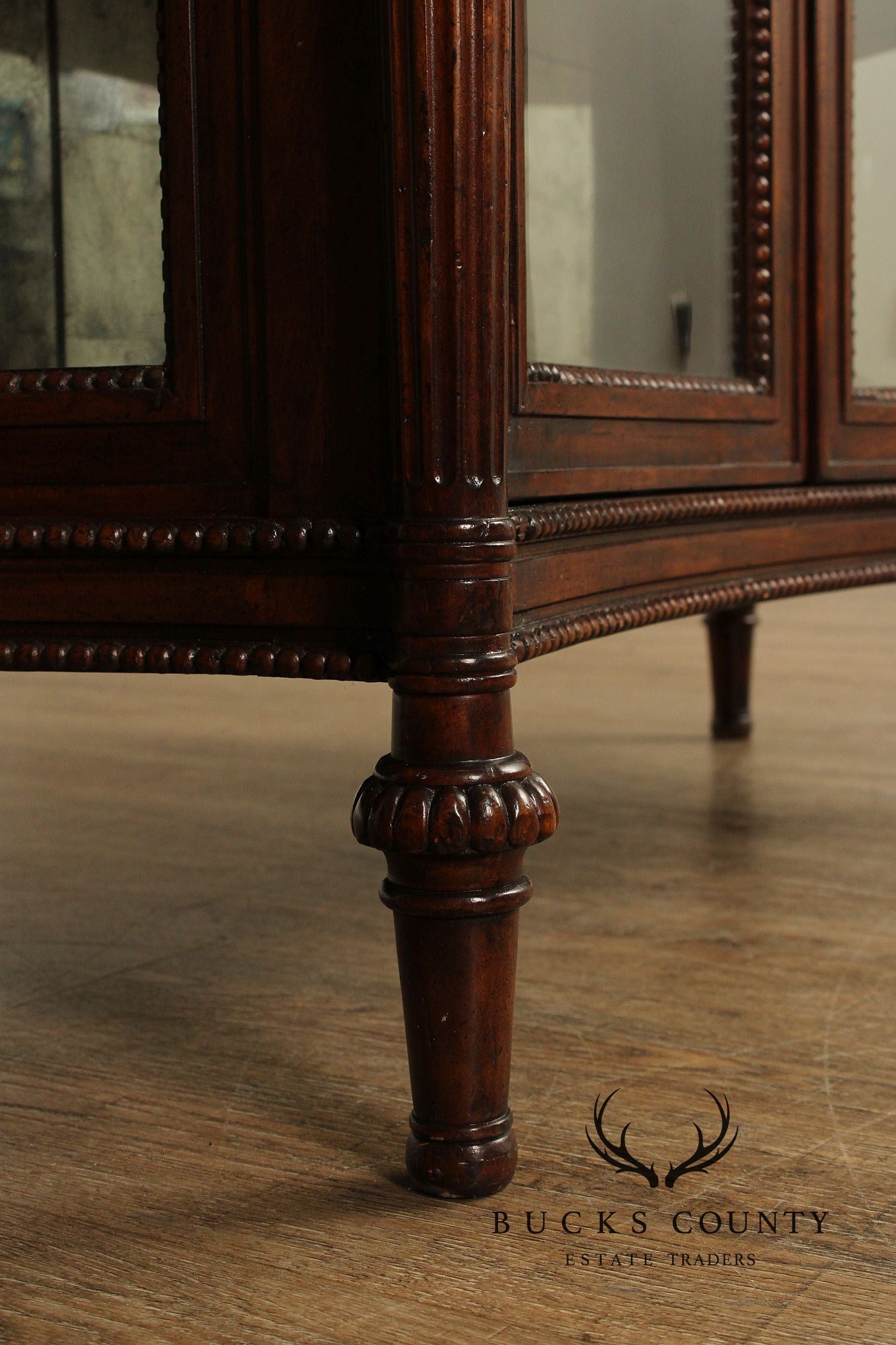 English Regency Style Leather Display Console Cabinet or Bookcase